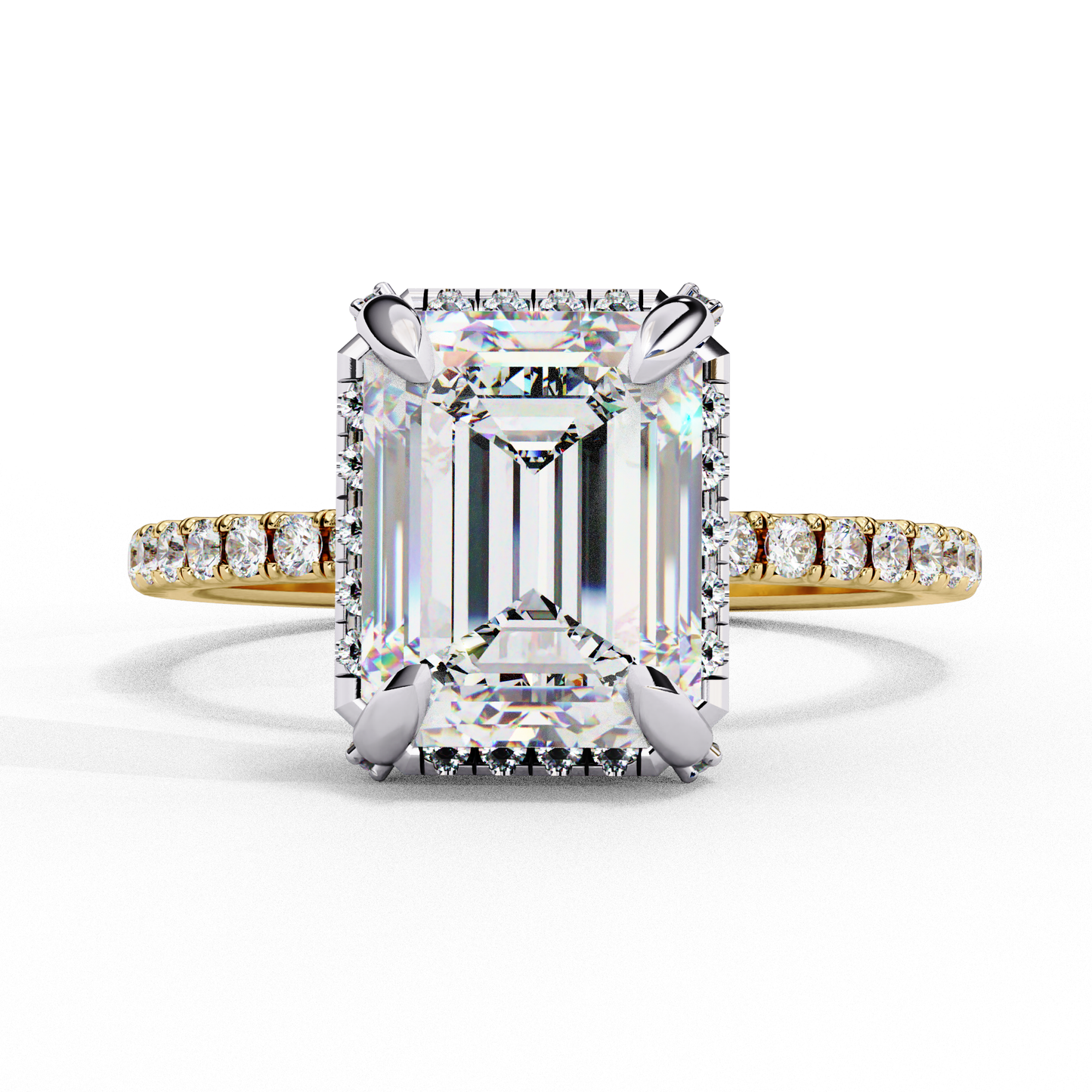 Lab Grown Emerald Diamond Halo Engagement Ring , 2.46 CT Emerald Cut Lab Grown Diamond Ring