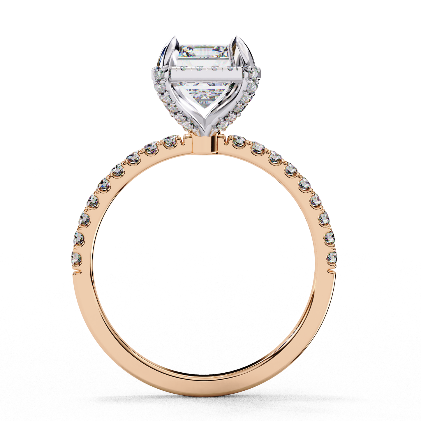Lab Grown Emerald Diamond Halo Engagement Ring , 2.46 CT Emerald Cut Lab Grown Diamond Ring