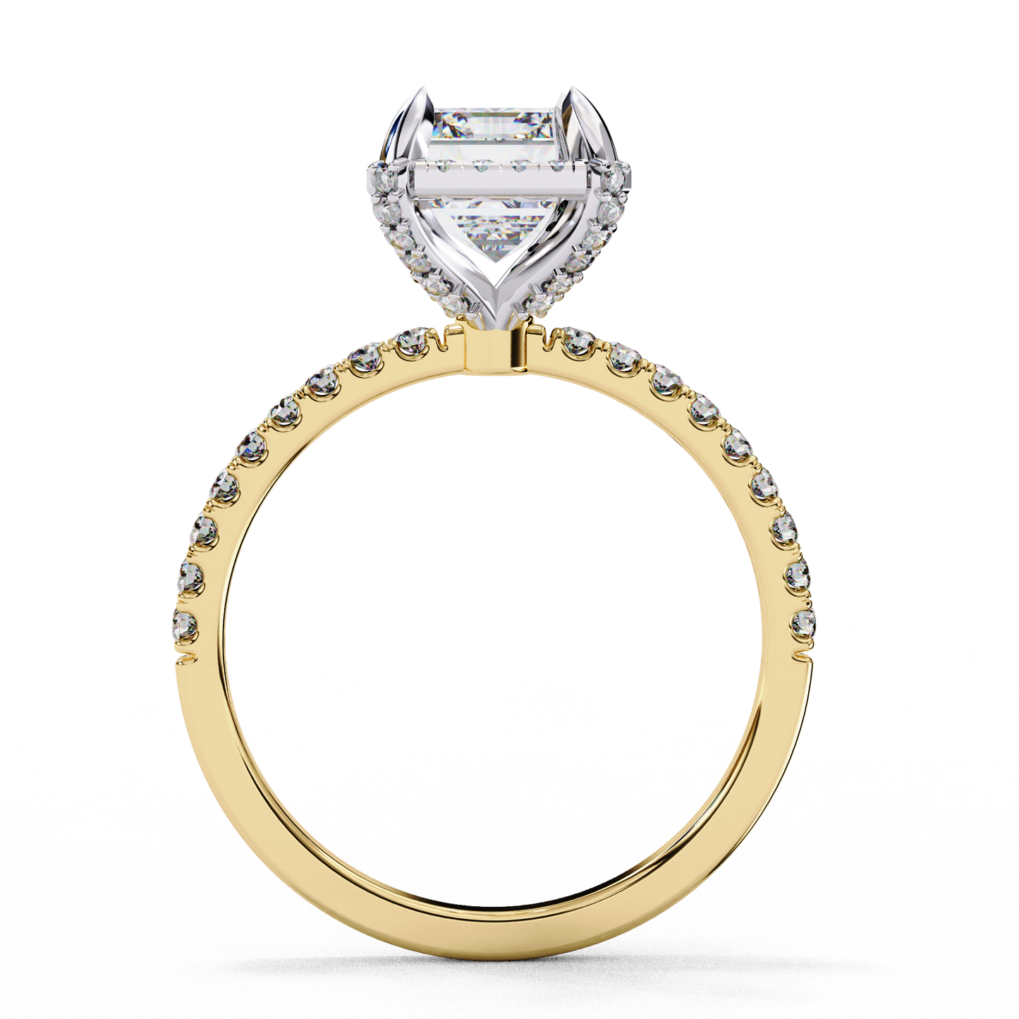 Lab Grown Emerald Diamond Halo Engagement Ring , 2.46 CT Emerald Cut Lab Grown Diamond Ring