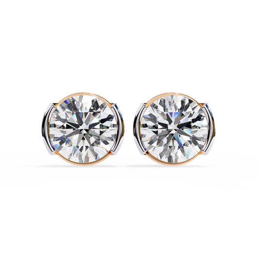 2.57 ct Round Lab‑Grown Diamond Studs – Minimalist Sculptural Form