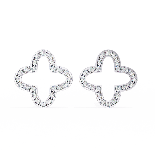 0.24 ct Minimalist Lab-Grown Diamond Clover Stud Earrings – Modern Charm