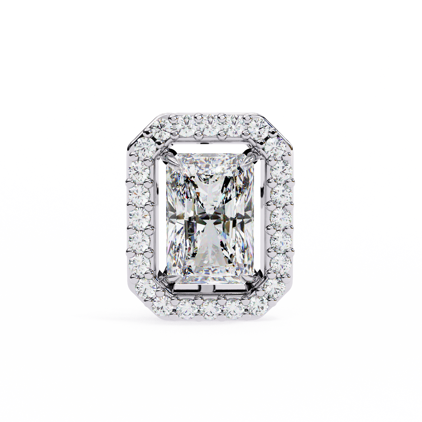0.96CT Radiant Brilliant Cut Halo Lab Diamond Earrings