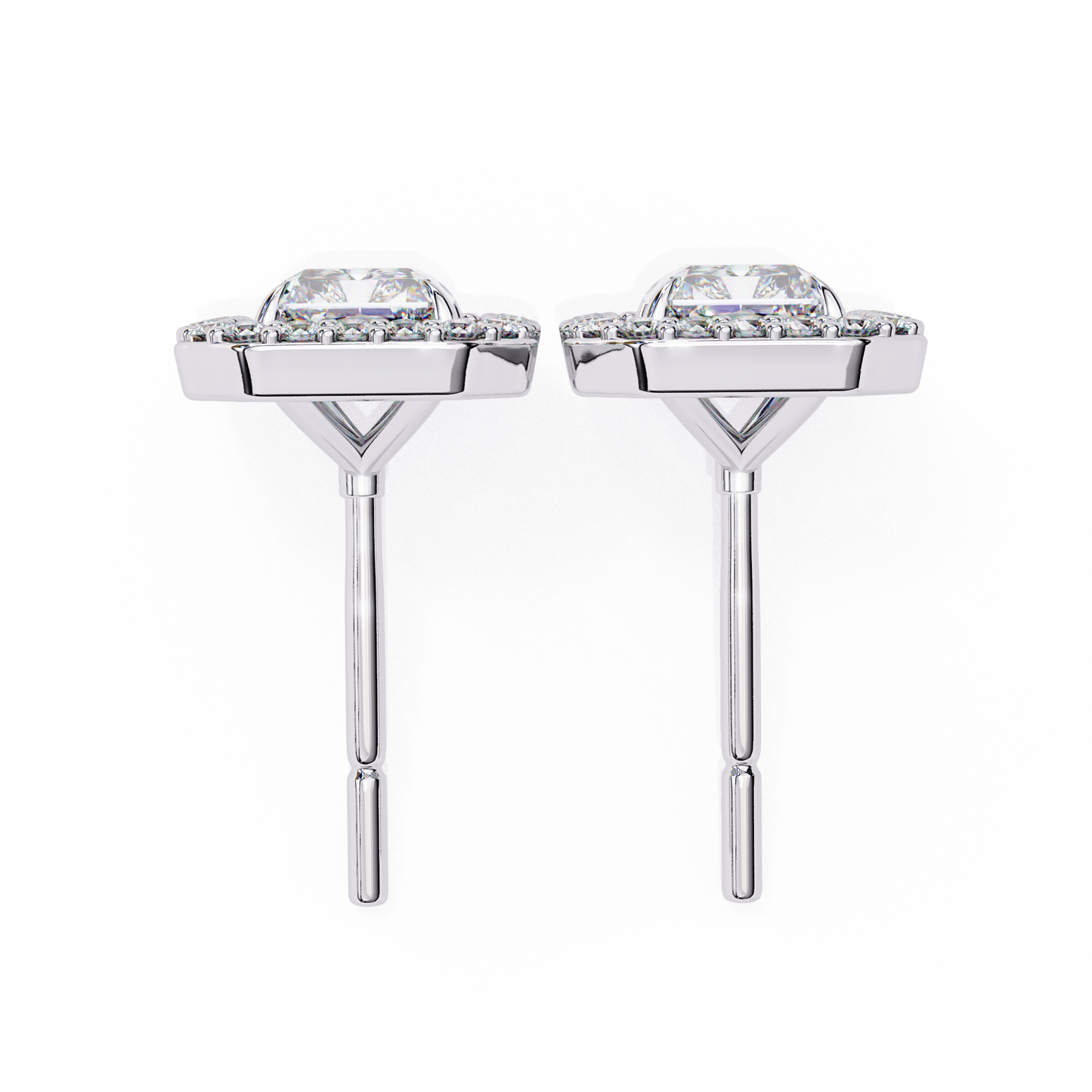 0.96CT Radiant Brilliant Cut Halo Lab Diamond Earrings