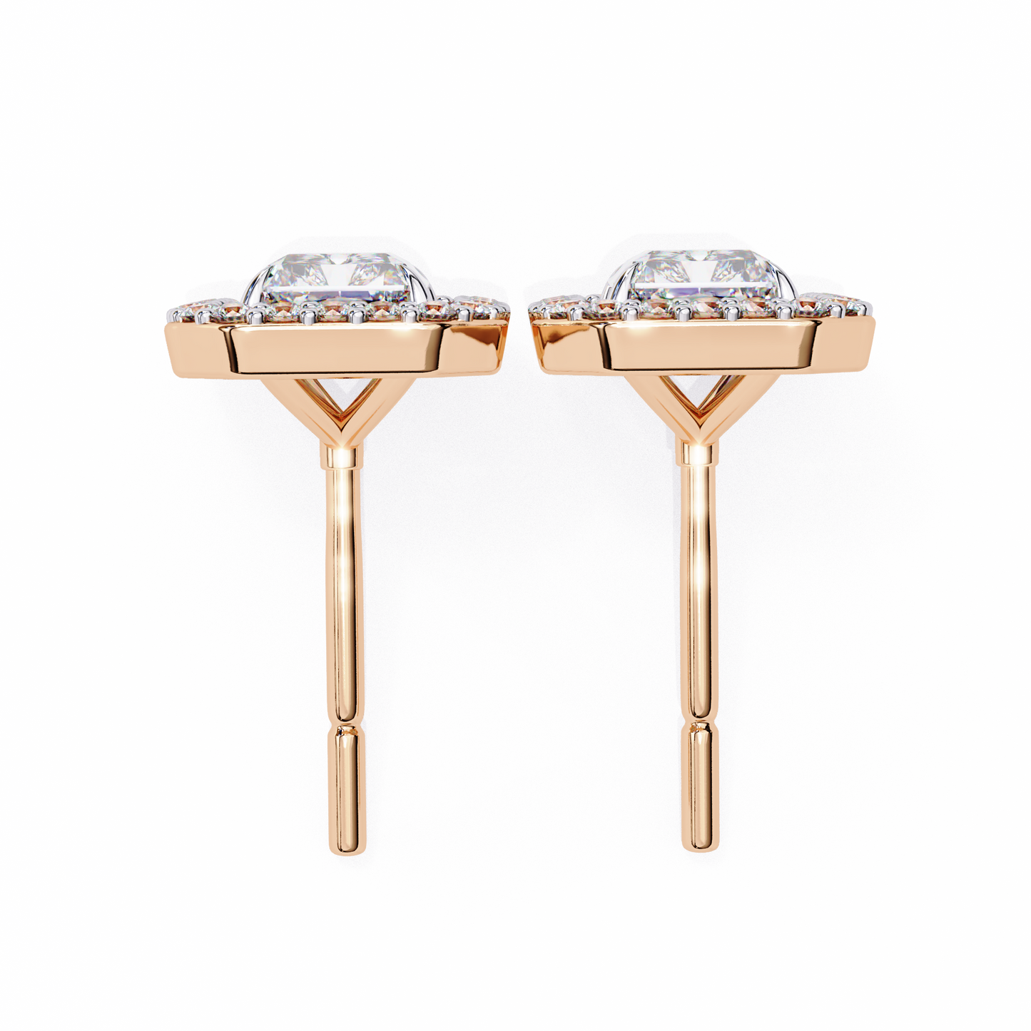 0.96CT Radiant Brilliant Cut Halo Lab Diamond Earrings