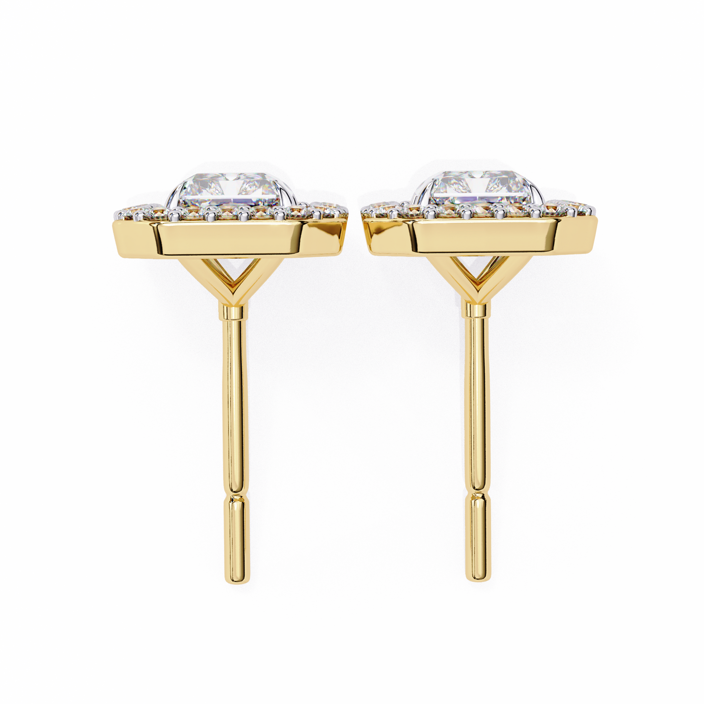 0.96CT Radiant Brilliant Cut Halo Lab Diamond Earrings