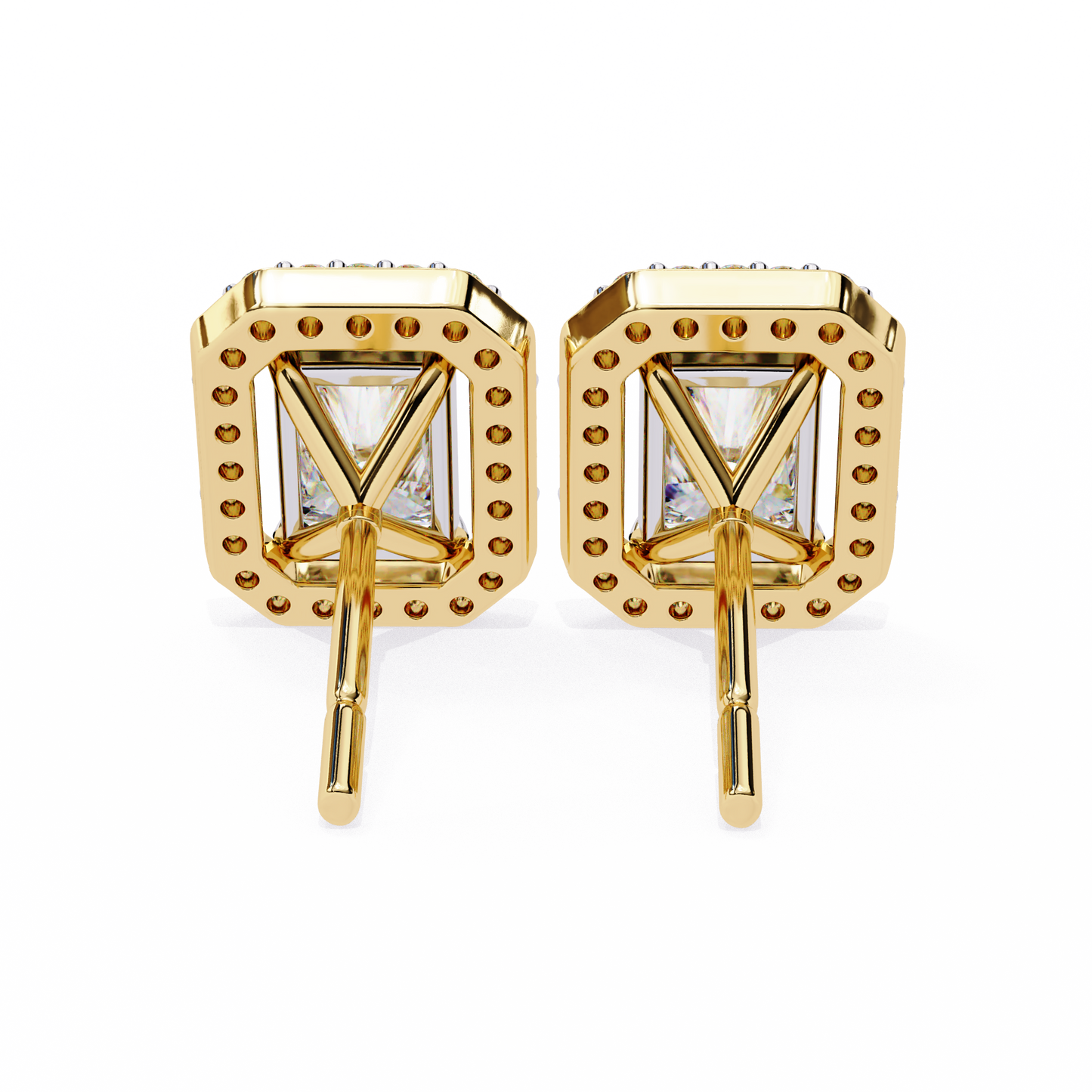 0.96CT Radiant Brilliant Cut Halo Lab Diamond Earrings