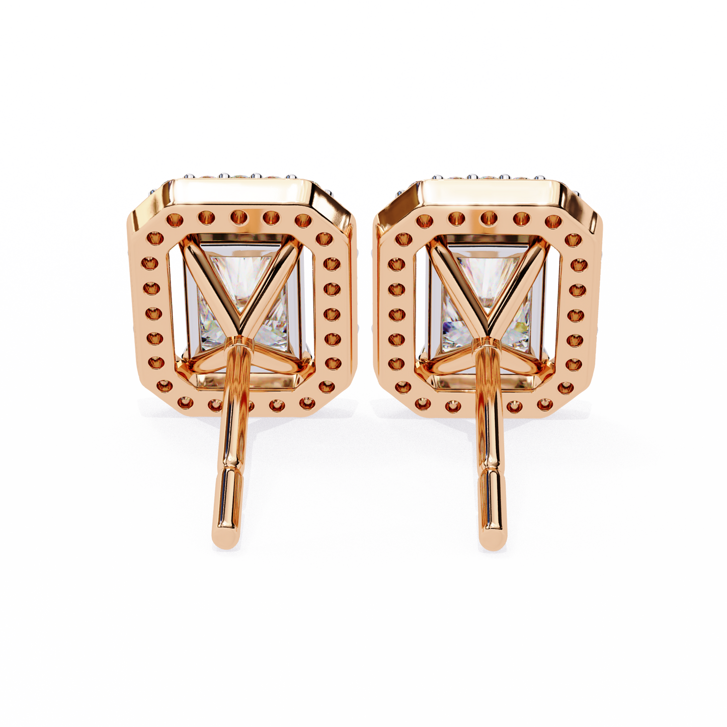 0.96CT Radiant Brilliant Cut Halo Lab Diamond Earrings