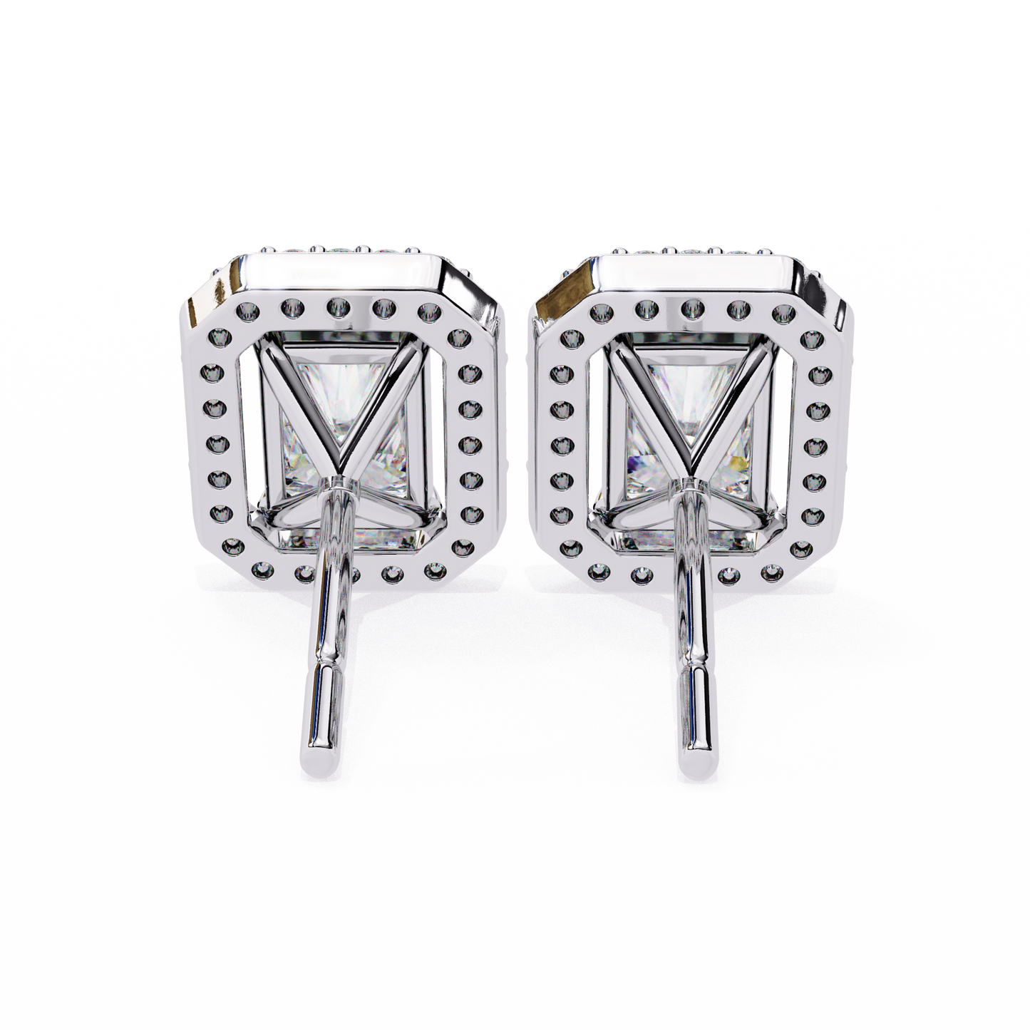 0.96CT Radiant Brilliant Cut Halo Lab Diamond Earrings