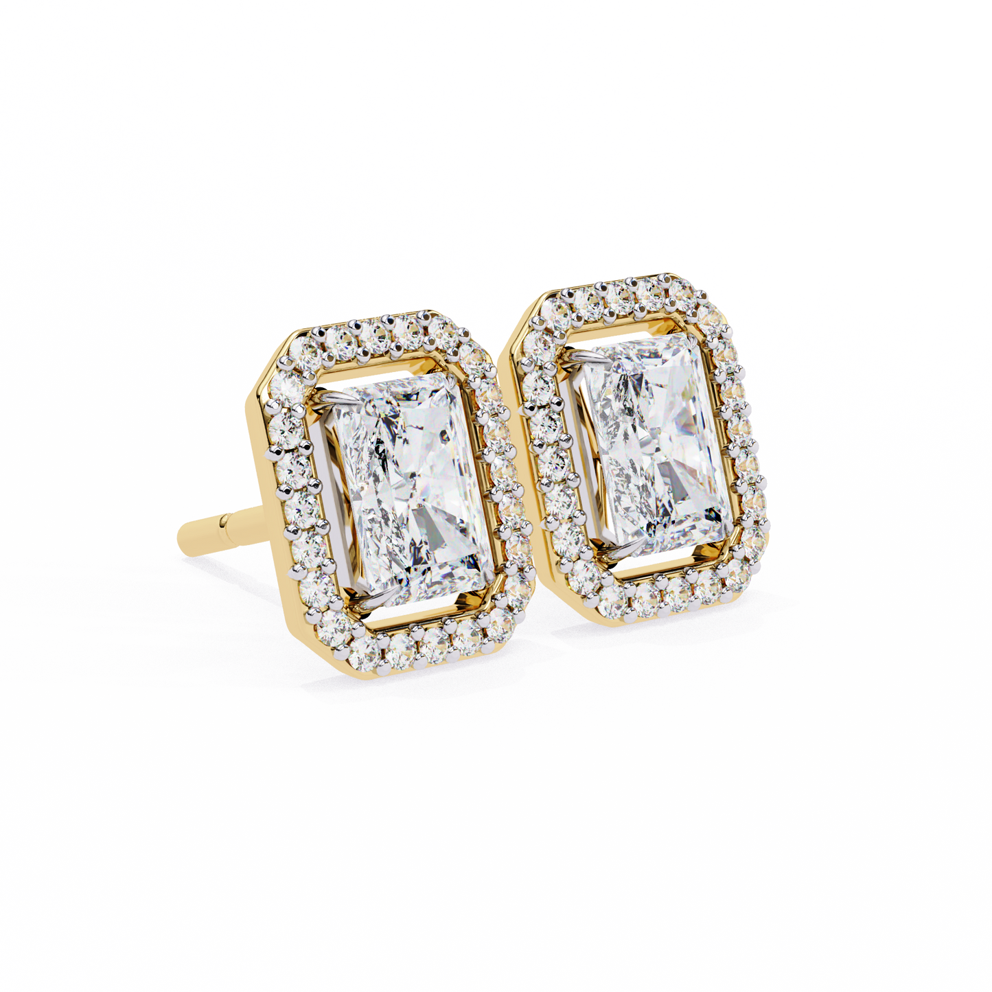 0.96CT Radiant Brilliant Cut Halo Lab Diamond Earrings