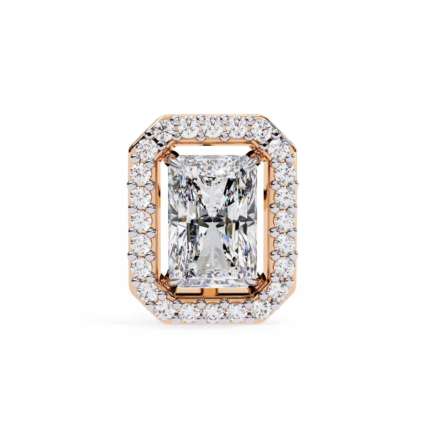 0.96CT Radiant Brilliant Cut Halo Lab Diamond Earrings