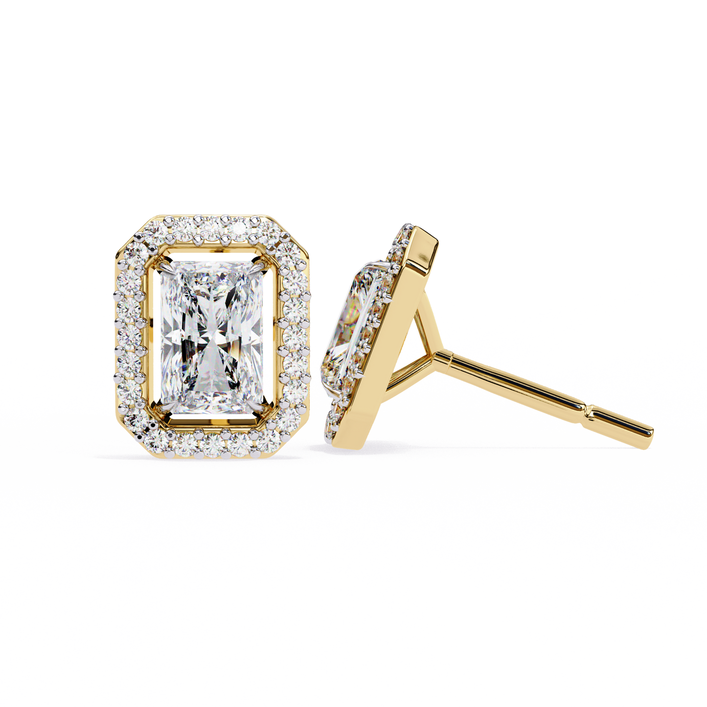 0.96CT Radiant Brilliant Cut Halo Lab Diamond Earrings