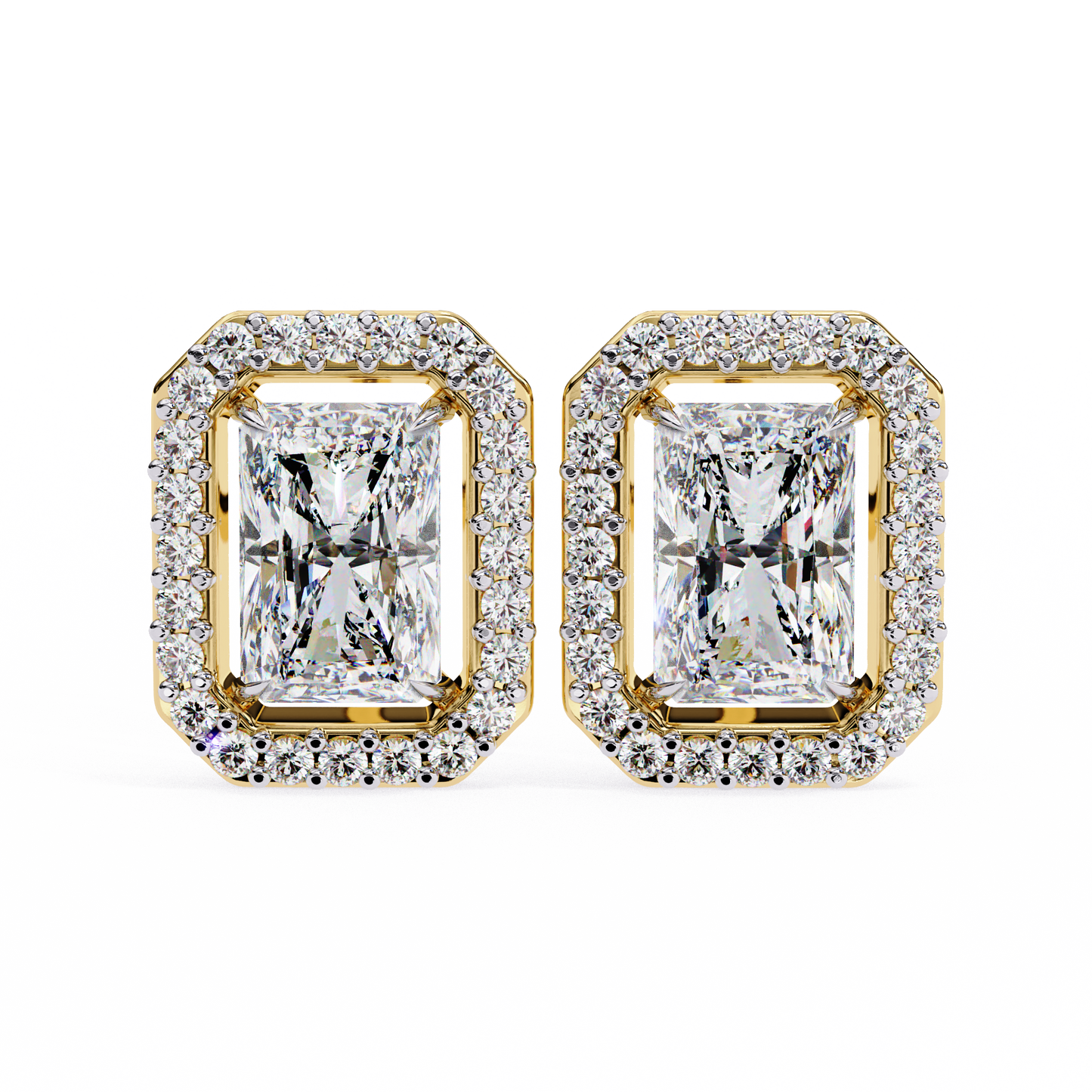 0.96CT Radiant Brilliant Cut Halo Lab Diamond Earrings