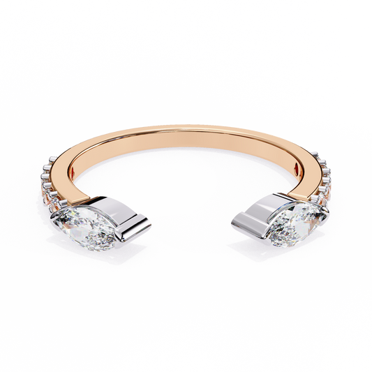 Modern Grace: Open 14K White Gold Ring with Lab-Grown Marquise Diamonds