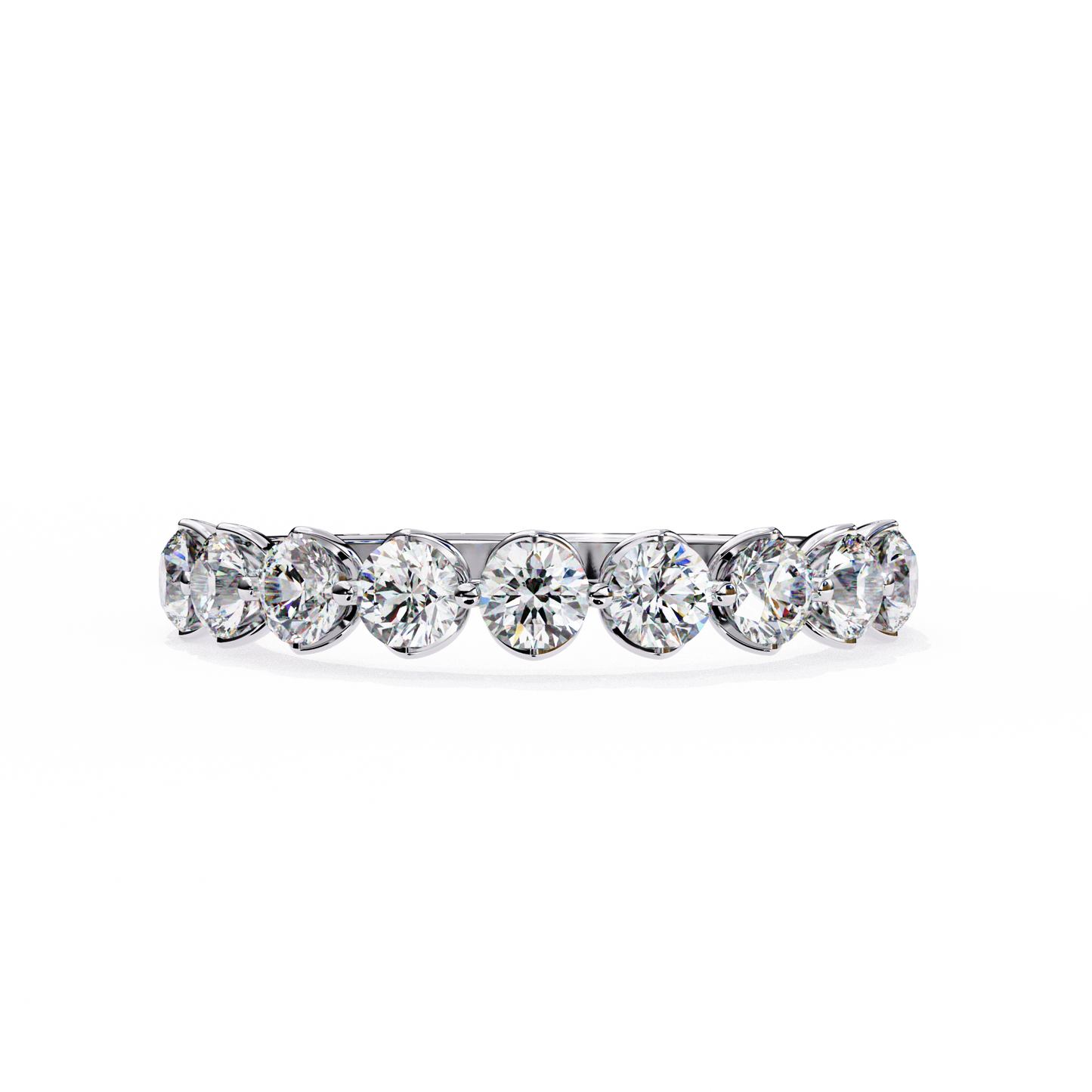 Lab-Created Diamond Half-Eternity Ring in Rose Gold , Round Cut Lab Grown Diamond Ring