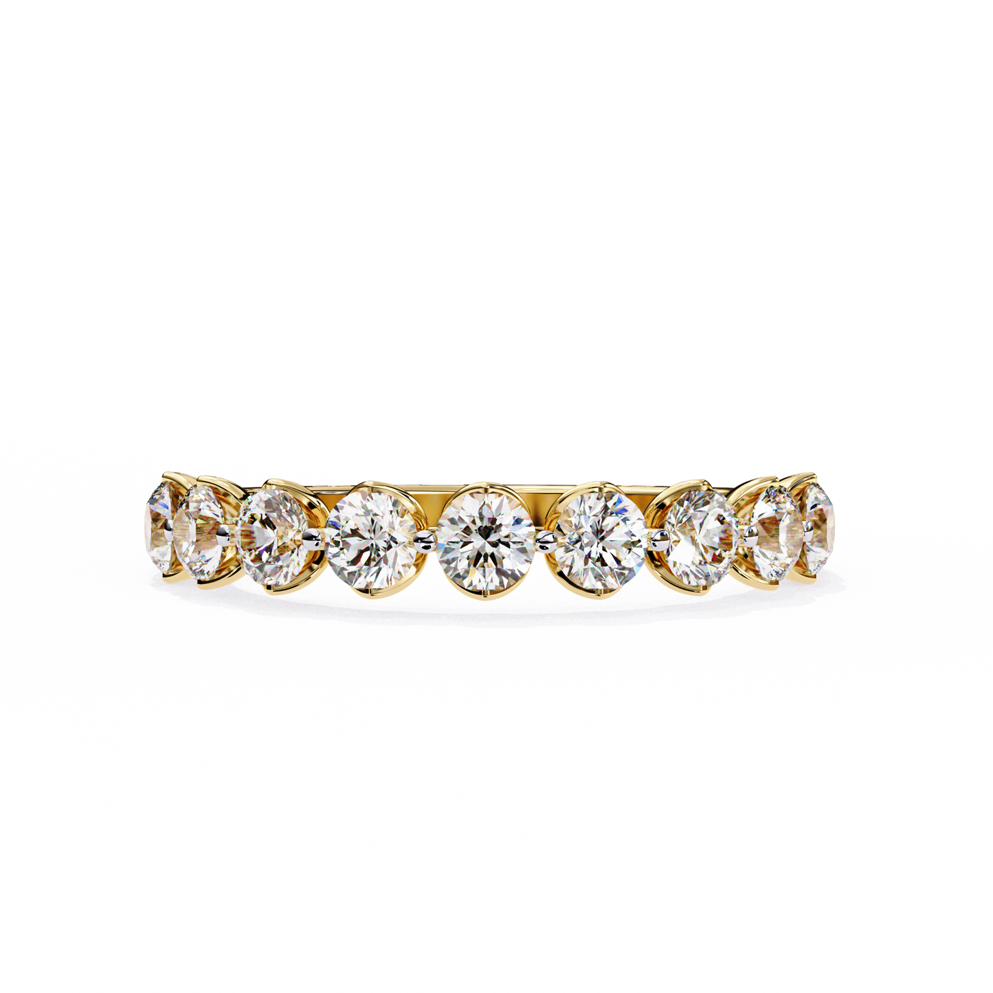 Lab-Created Diamond Half-Eternity Ring in Rose Gold , Round Cut Lab Grown Diamond Ring