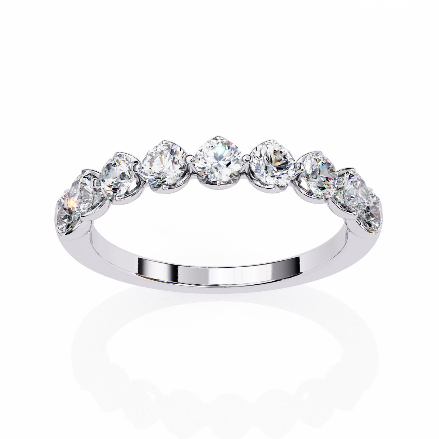 Lab-Created Diamond Half-Eternity Ring in Rose Gold , Round Cut Lab Grown Diamond Ring