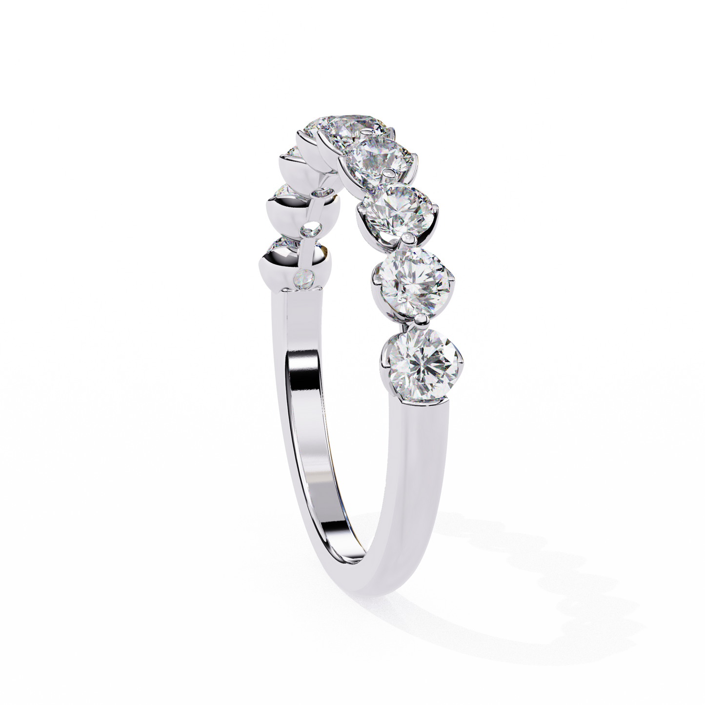 Lab-Created Diamond Half-Eternity Ring in Rose Gold , Round Cut Lab Grown Diamond Ring