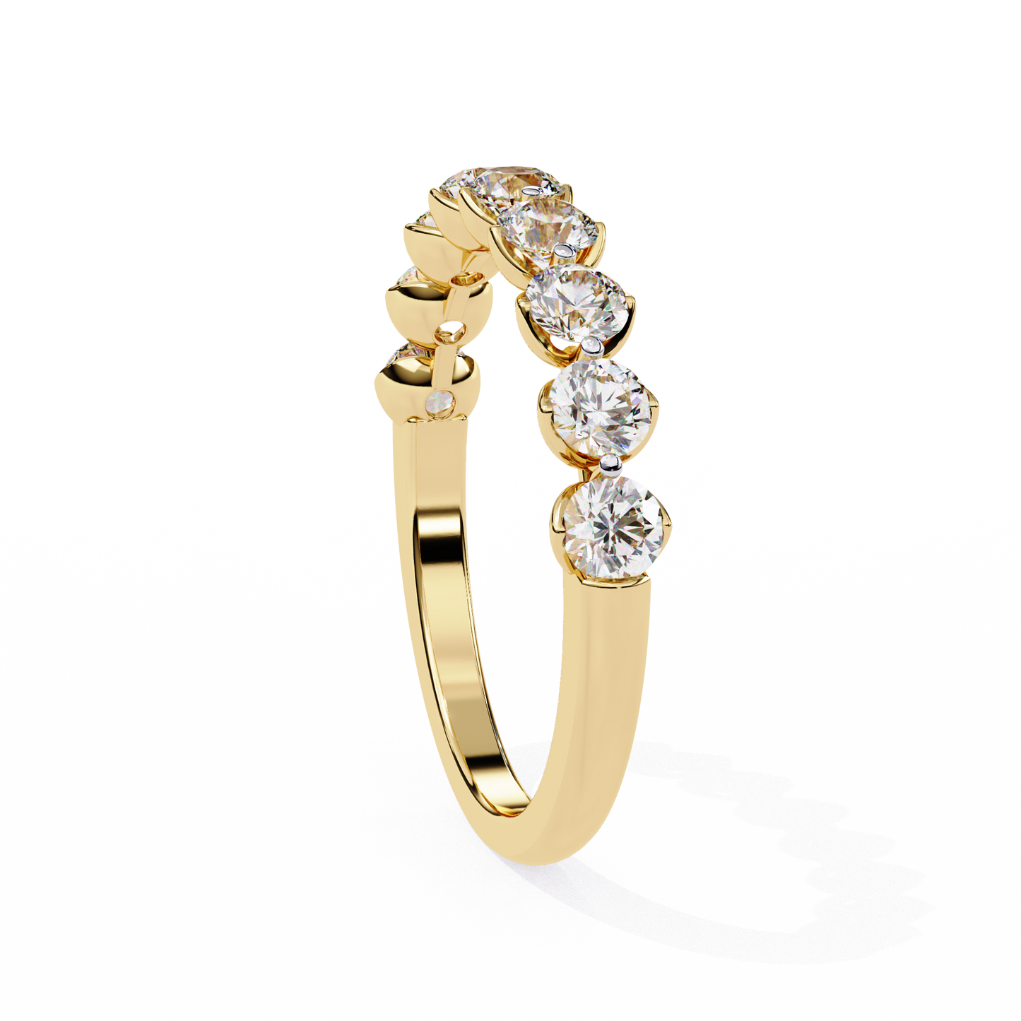 Lab-Created Diamond Half-Eternity Ring in Rose Gold , Round Cut Lab Grown Diamond Ring