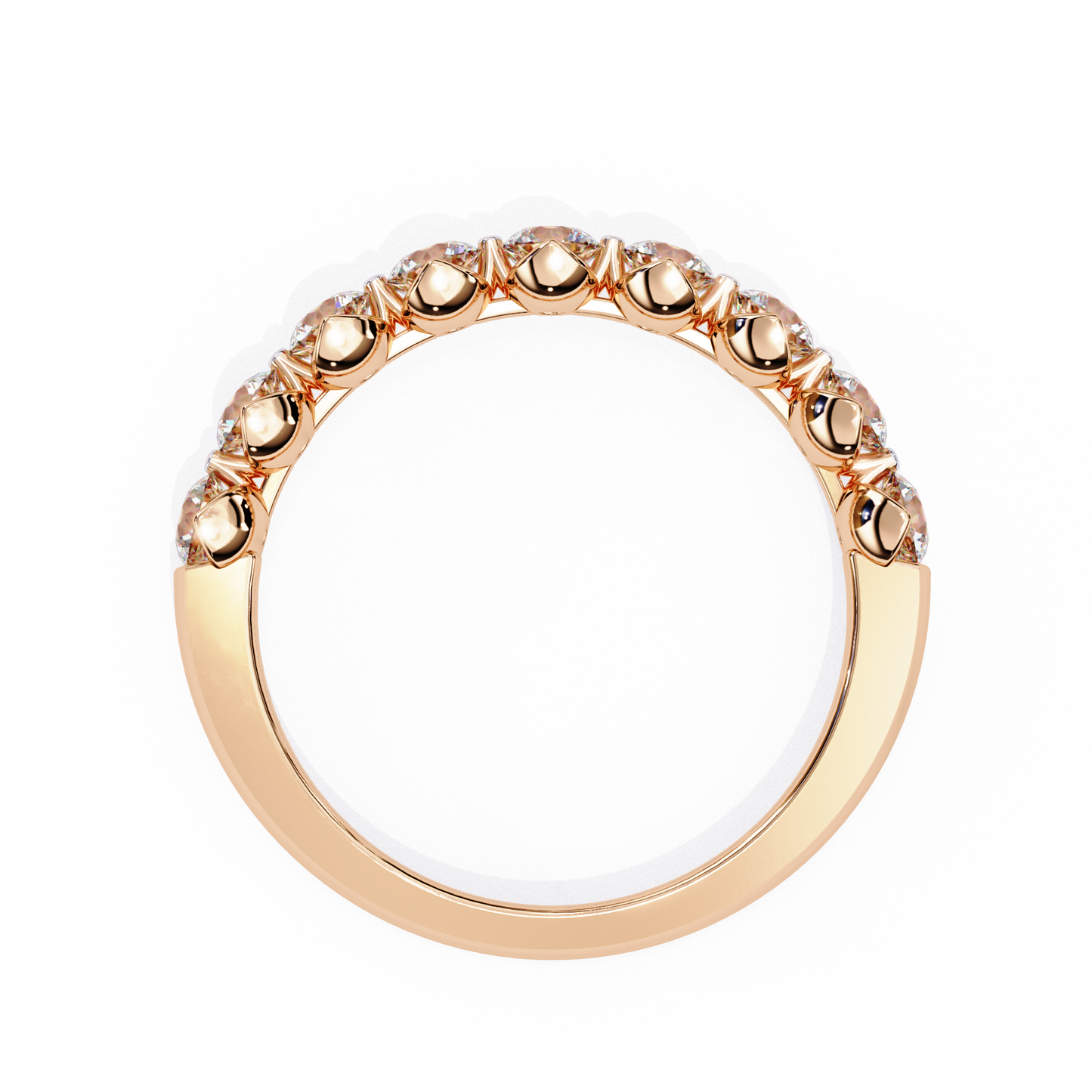 Lab-Created Diamond Half-Eternity Ring in Rose Gold , Round Cut Lab Grown Diamond Ring