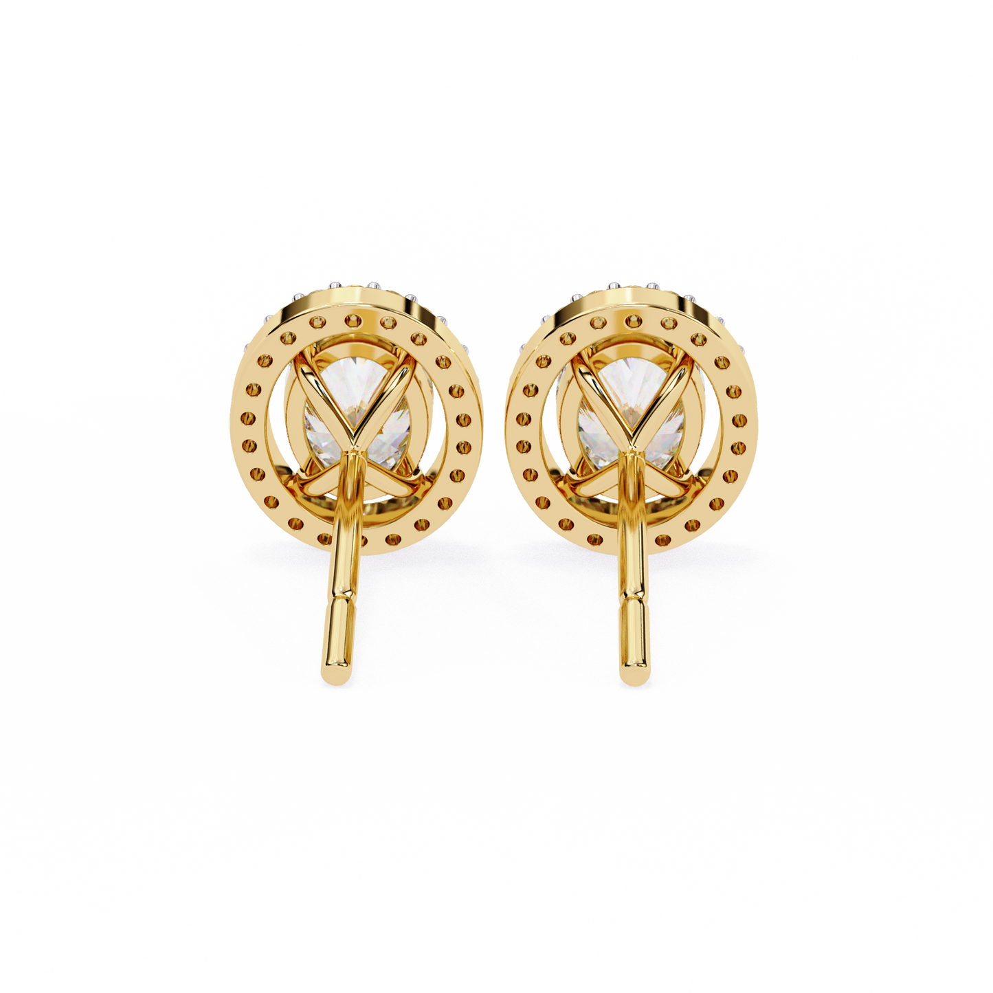 0.97 Ct Oval Cut Halo Lab Grown Diamond Stud Earrings