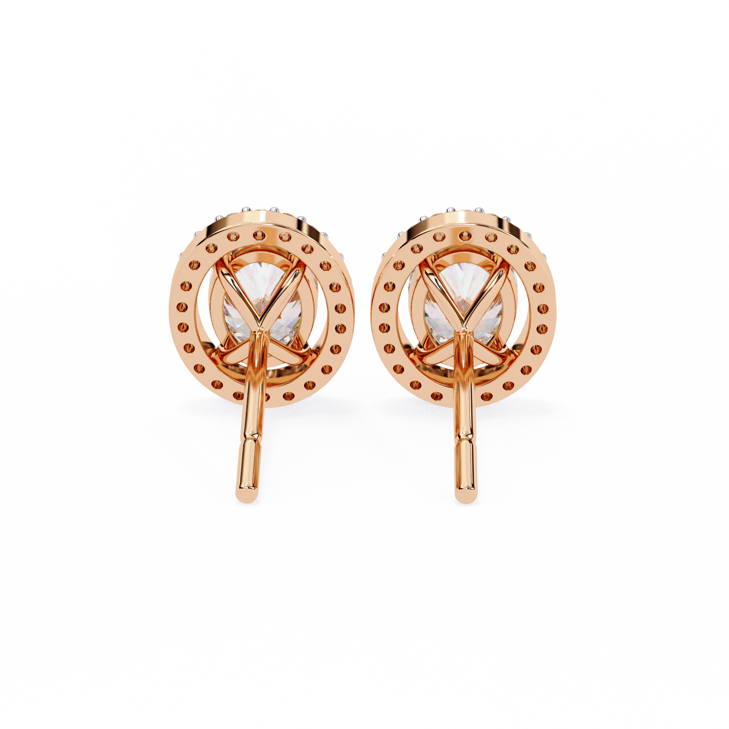 0.97 Ct Oval Cut Halo Lab Grown Diamond Stud Earrings