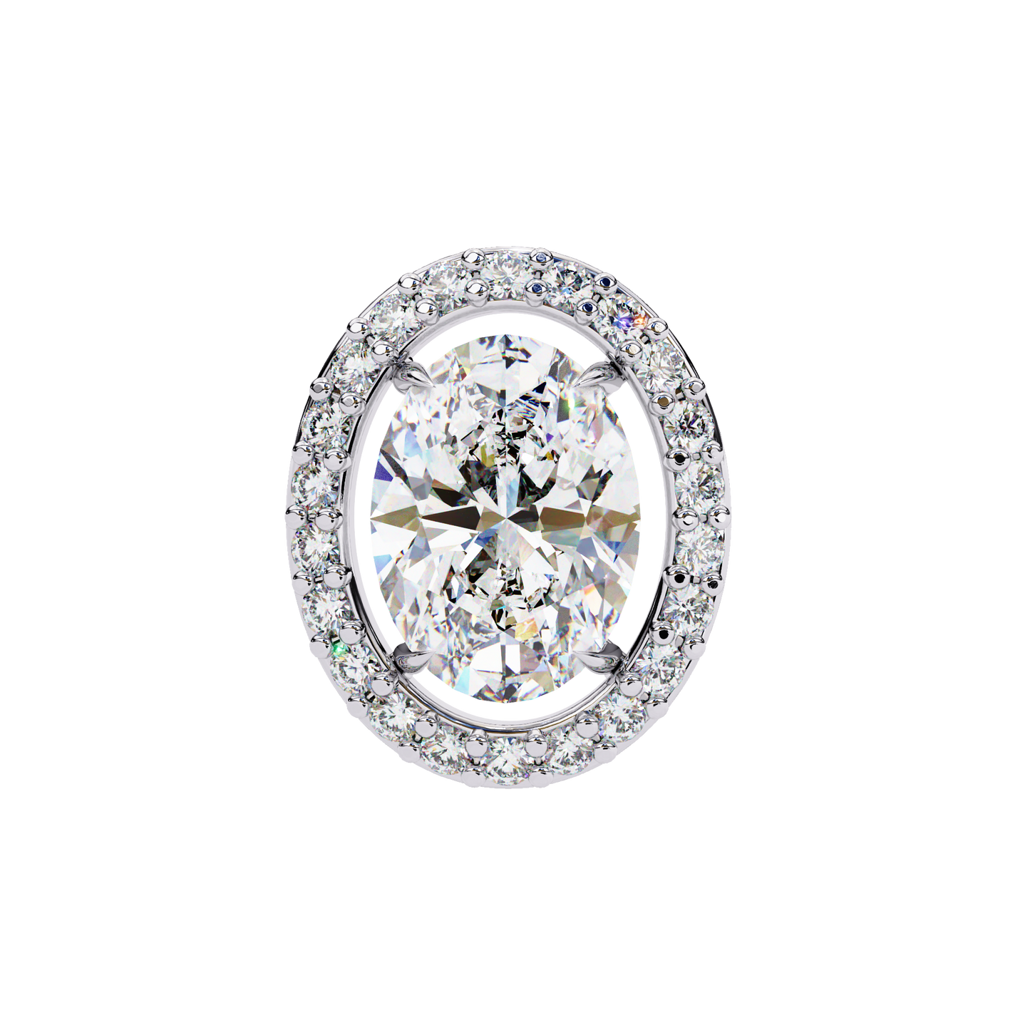 0.97 Ct Oval Cut Halo Lab Grown Diamond Stud Earrings