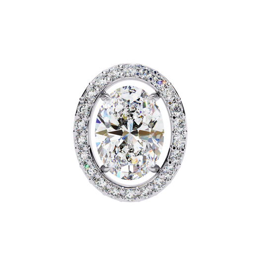 0.97 Ct Oval Cut Halo Lab Grown Diamond Stud Earrings