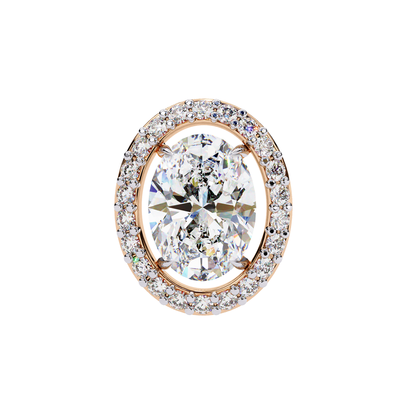 0.97 Ct Oval Cut Halo Lab Grown Diamond Stud Earrings