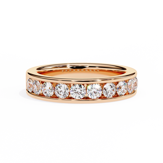Endless Brilliance: Wide Rose Gold Band with Lab-Created Round Diamonds