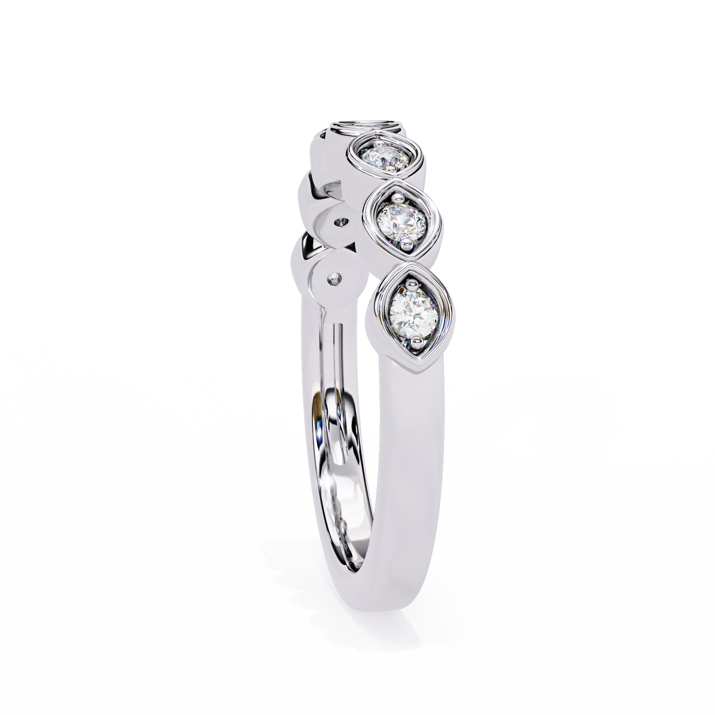 Lab-Grown Diamond Ring with Marquise Bezel Sparkle , Round Cut Lab Grown Diamond Ring