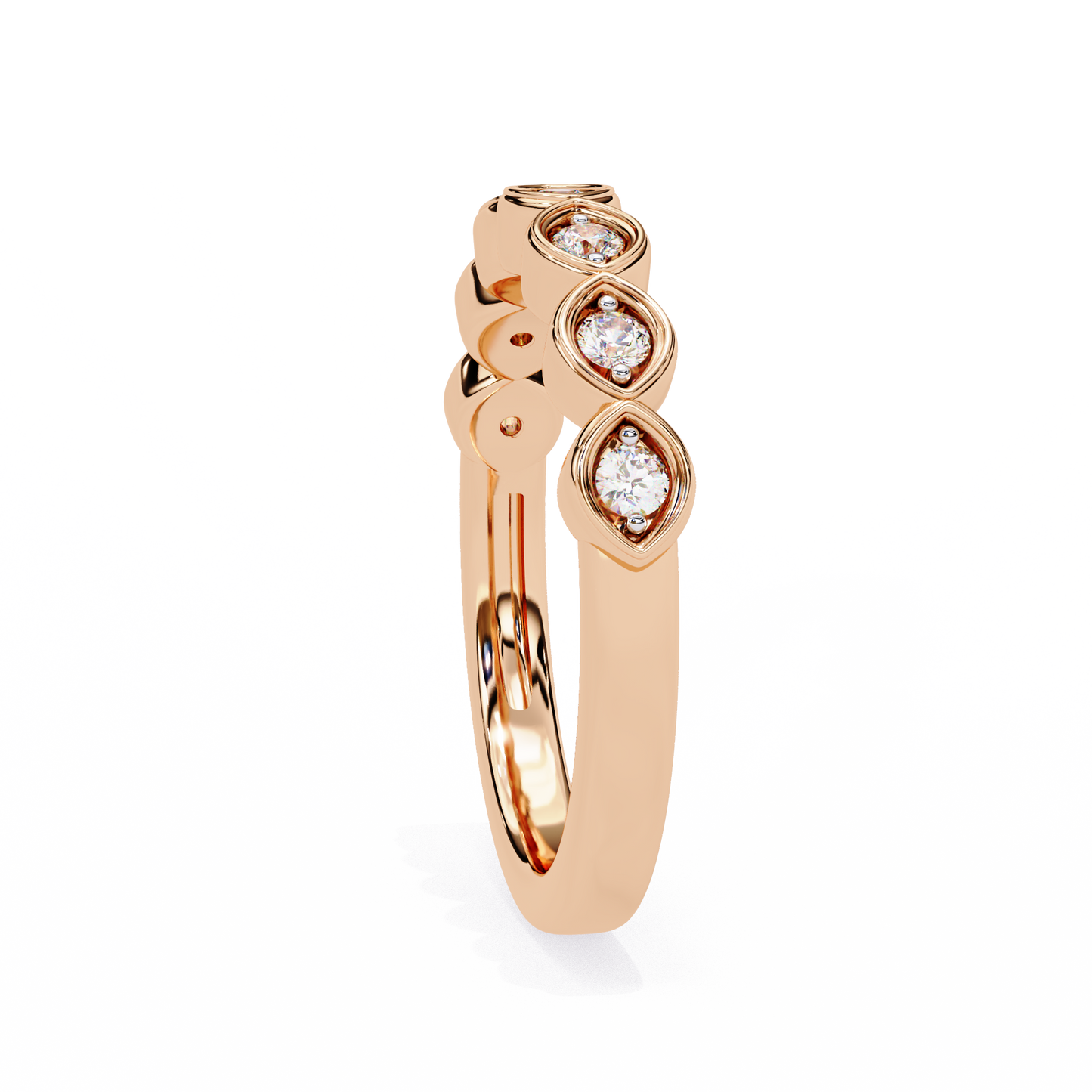Lab-Grown Diamond Ring with Marquise Bezel Sparkle , Round Cut Lab Grown Diamond Ring