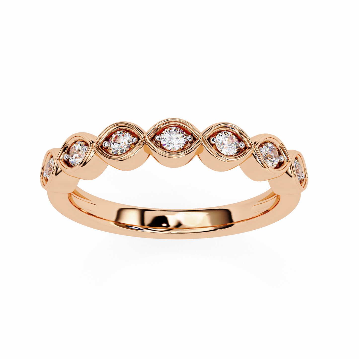 Lab-Grown Diamond Ring with Marquise Bezel Sparkle , Round Cut Lab Grown Diamond Ring