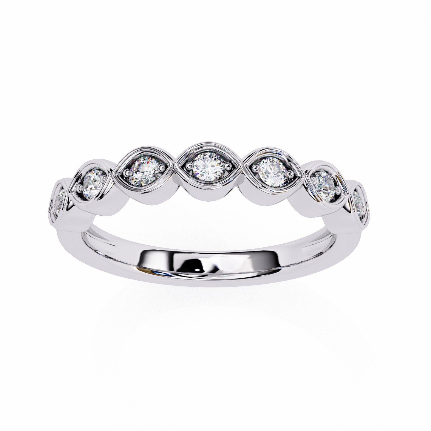 Lab-Grown Diamond Ring with Marquise Bezel Sparkle , Round Cut Lab Grown Diamond Ring