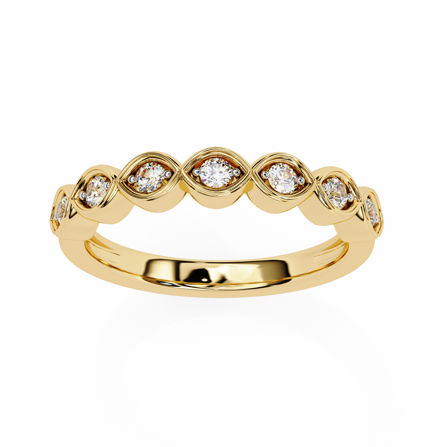 Lab-Grown Diamond Ring with Marquise Bezel Sparkle , Round Cut Lab Grown Diamond Ring