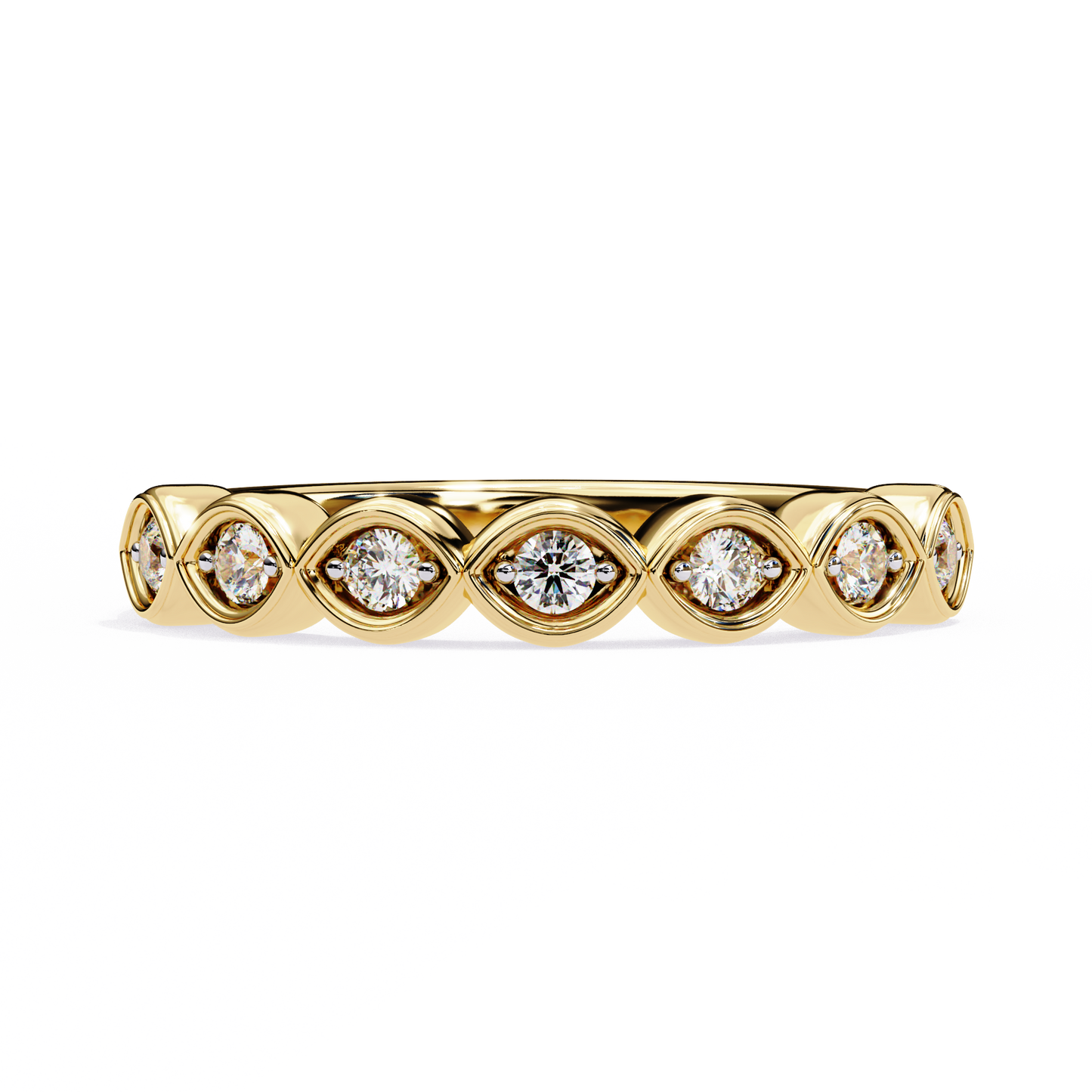 Lab-Grown Diamond Ring with Marquise Bezel Sparkle , Round Cut Lab Grown Diamond Ring