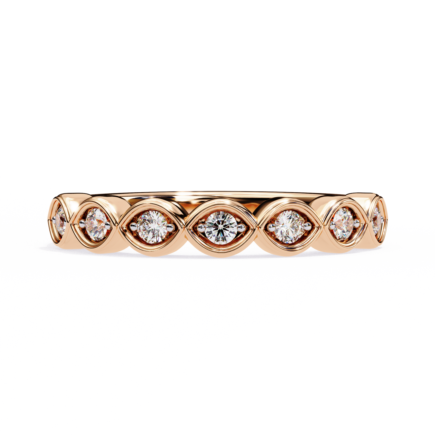 Lab-Grown Diamond Ring with Marquise Bezel Sparkle , Round Cut Lab Grown Diamond Ring