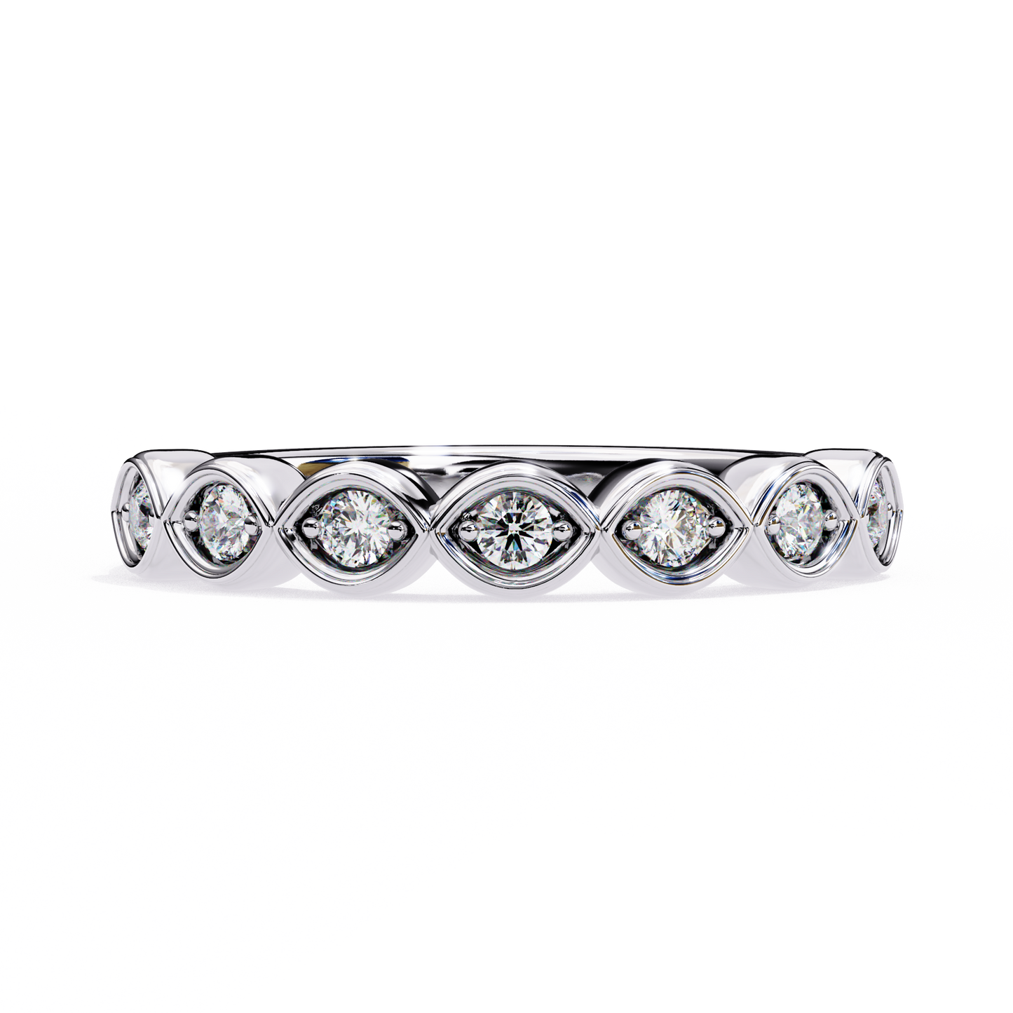 Lab-Grown Diamond Ring with Marquise Bezel Sparkle , Round Cut Lab Grown Diamond Ring