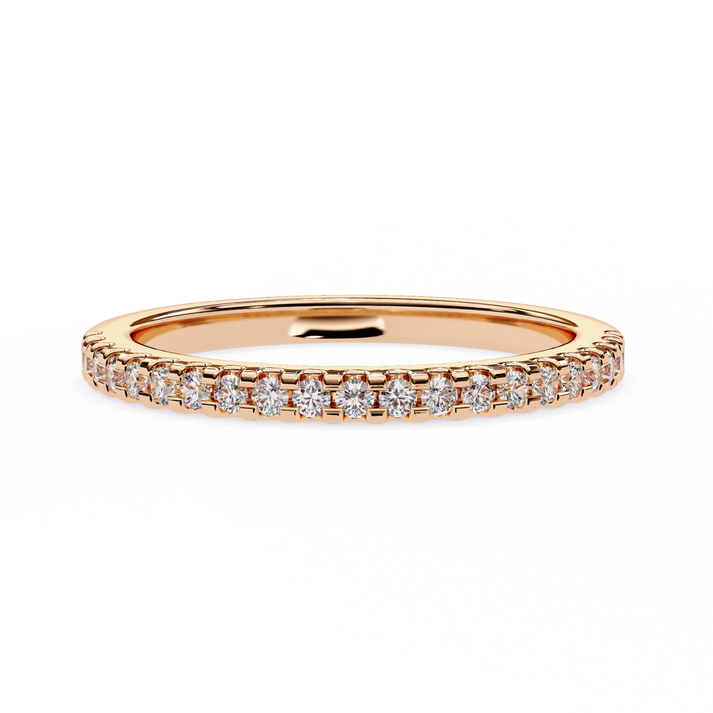 Lab-Created Diamond Stacking Ring in Polished Rose Gold , Round Cut Lab Grown Diamond