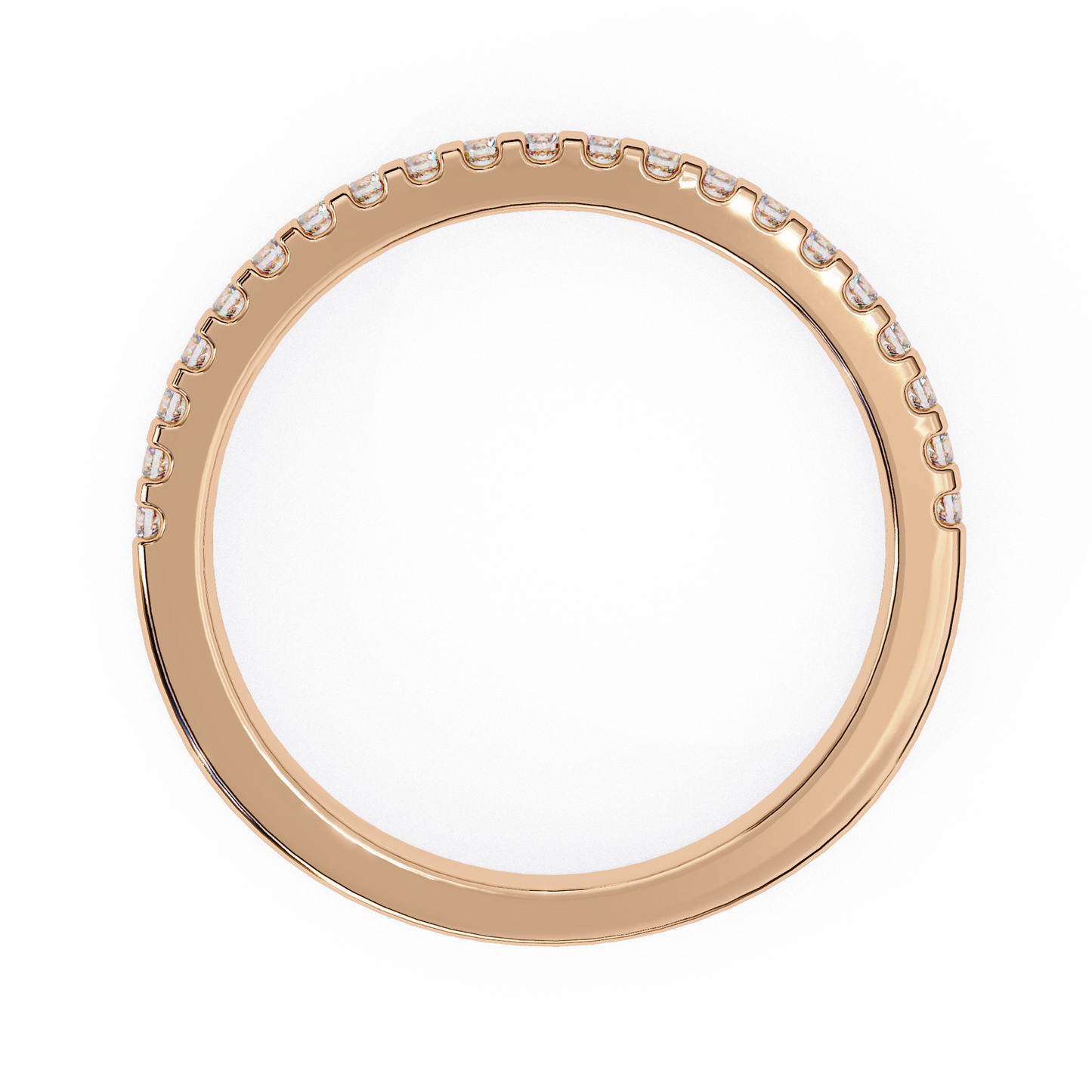 Lab-Created Diamond Stacking Ring in Polished Rose Gold , Round Cut Lab Grown Diamond