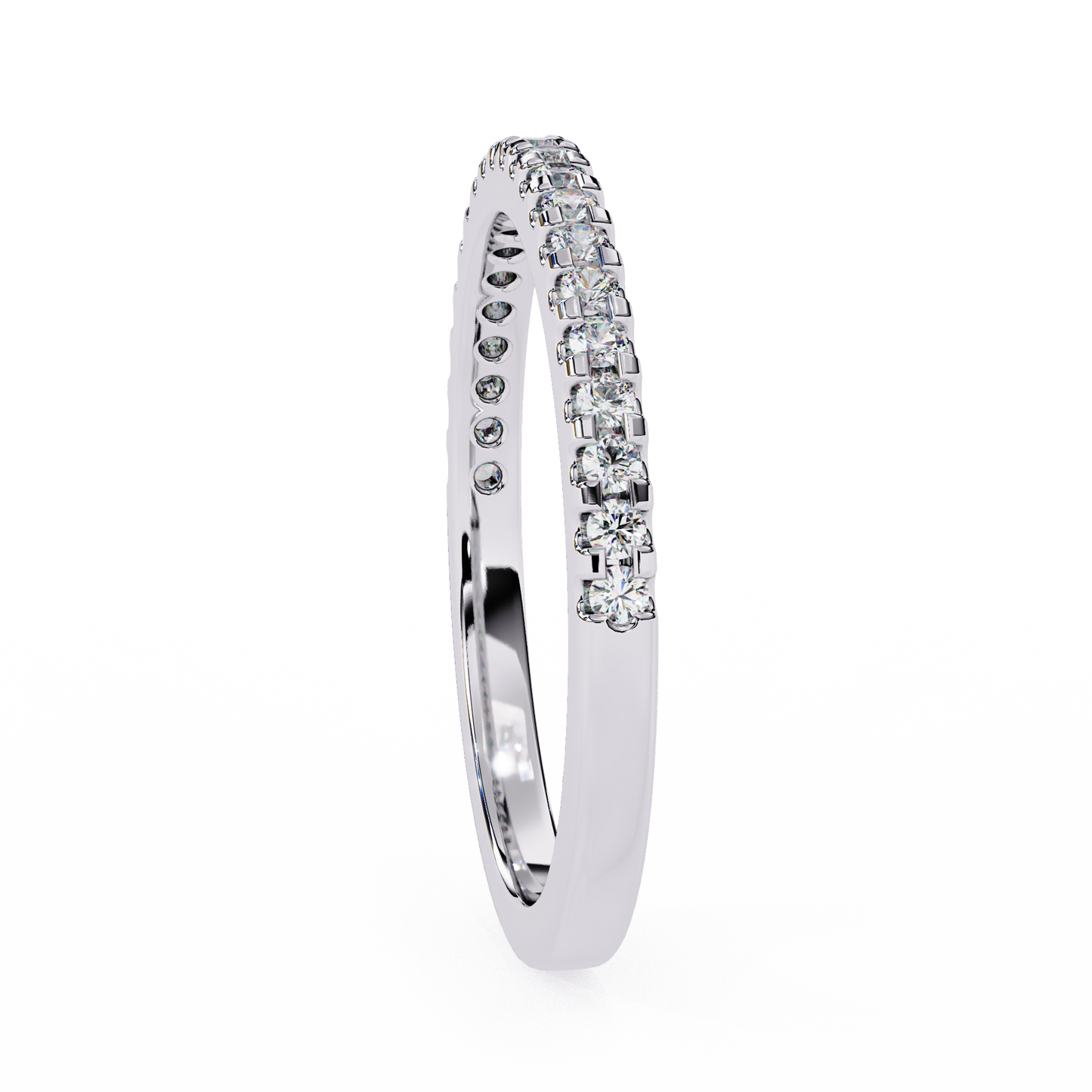 Lab-Created Diamond Stacking Ring in Polished Rose Gold , Round Cut Lab Grown Diamond
