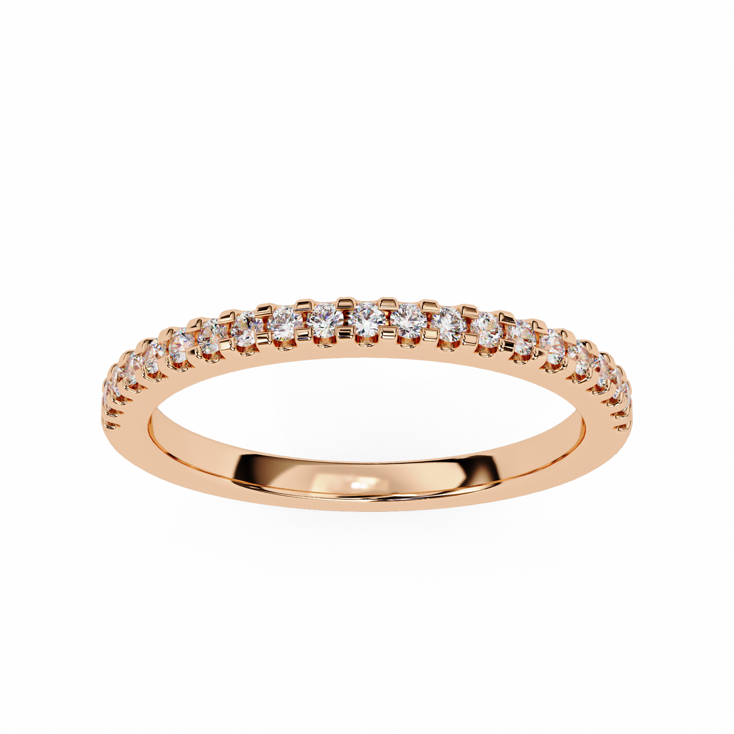 Lab-Created Diamond Stacking Ring in Polished Rose Gold , Round Cut Lab Grown Diamond