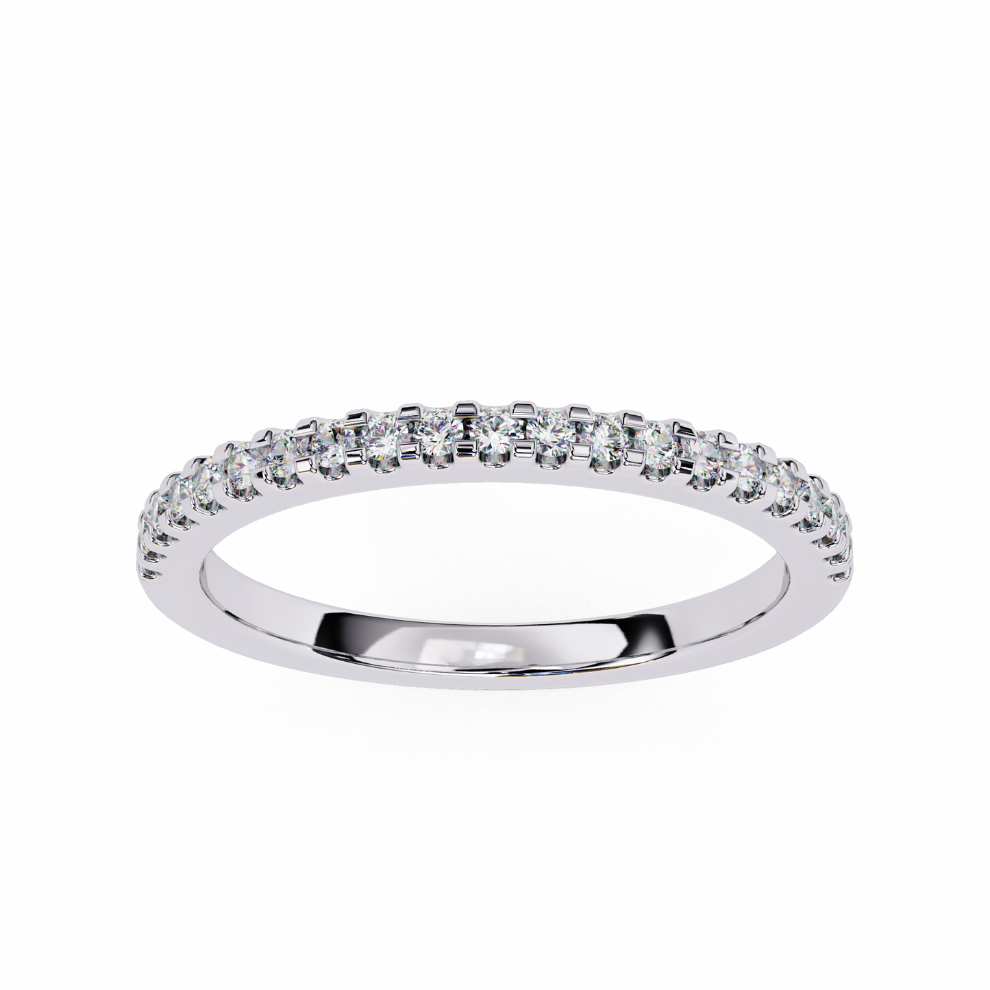Lab-Created Diamond Stacking Ring in Polished Rose Gold , Round Cut Lab Grown Diamond