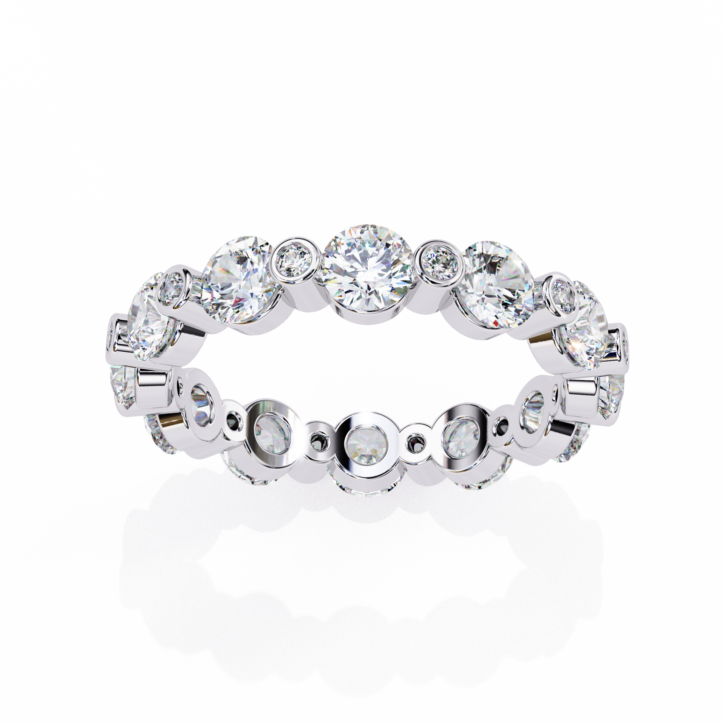 Bold Bezel-Set Lab Diamond Band , Round Cut Lab Grown Diamond Ring