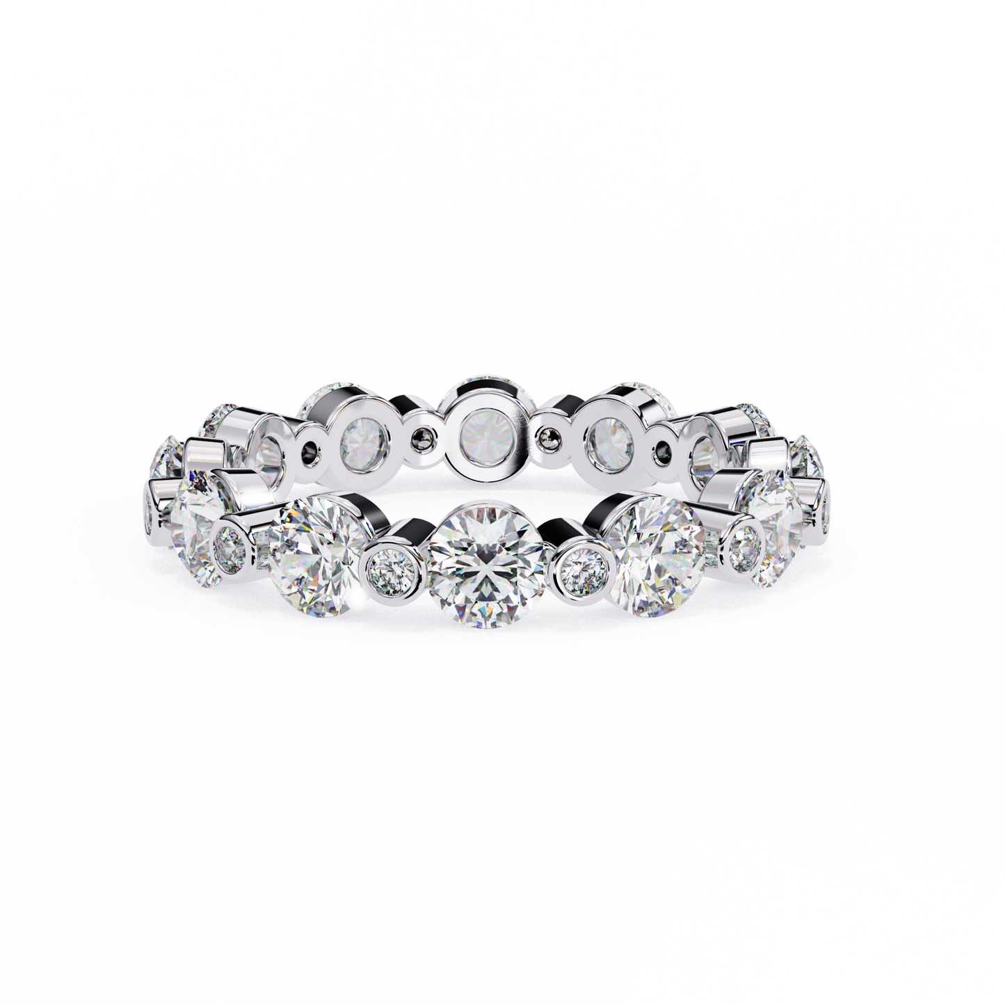 Bold Bezel-Set Lab Diamond Band , Round Cut Lab Grown Diamond Ring