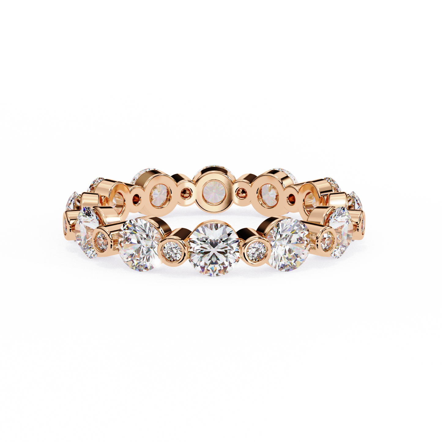 Bold Bezel-Set Lab Diamond Band , Round Cut Lab Grown Diamond Ring