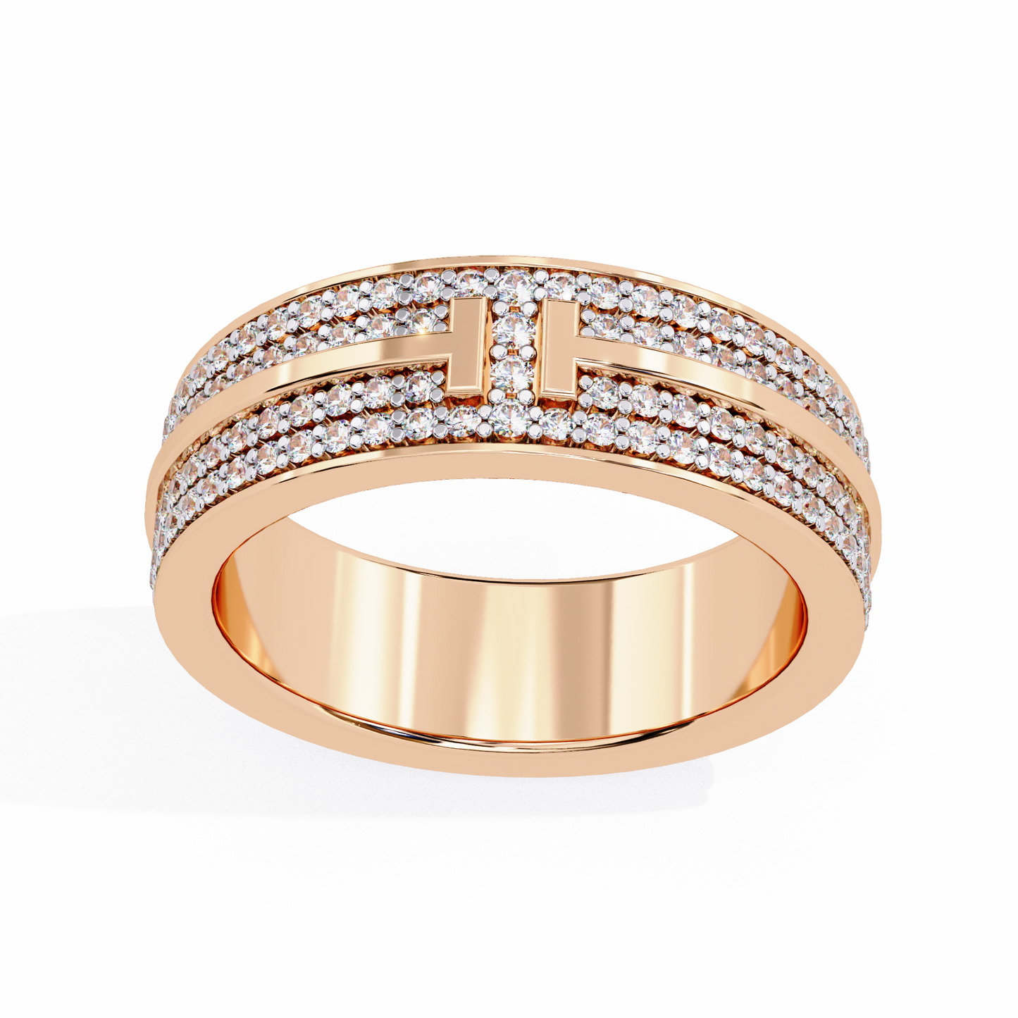 Pave Set Lab Grown Diamond Statement Ring , Round Cut Lab Grown Diamond Ring , 14k Gold Ring