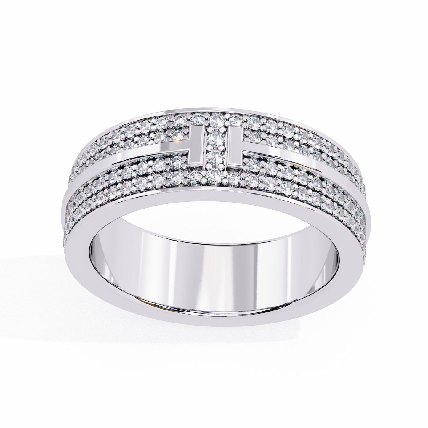 Pave Set Lab Grown Diamond Statement Ring , Round Cut Lab Grown Diamond Ring , 14k Gold Ring
