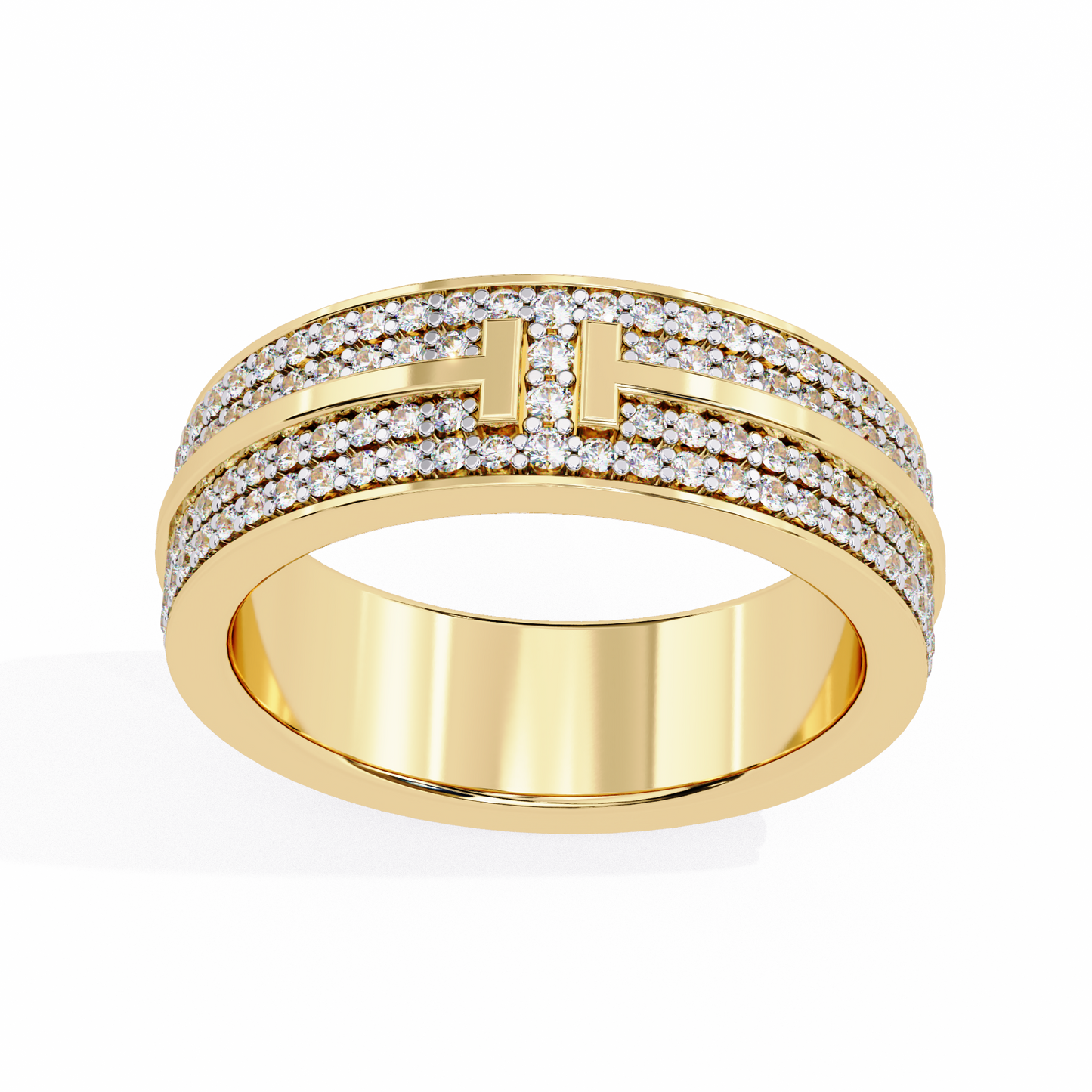 Pave Set Lab Grown Diamond Statement Ring , Round Cut Lab Grown Diamond Ring , 14k Gold Ring