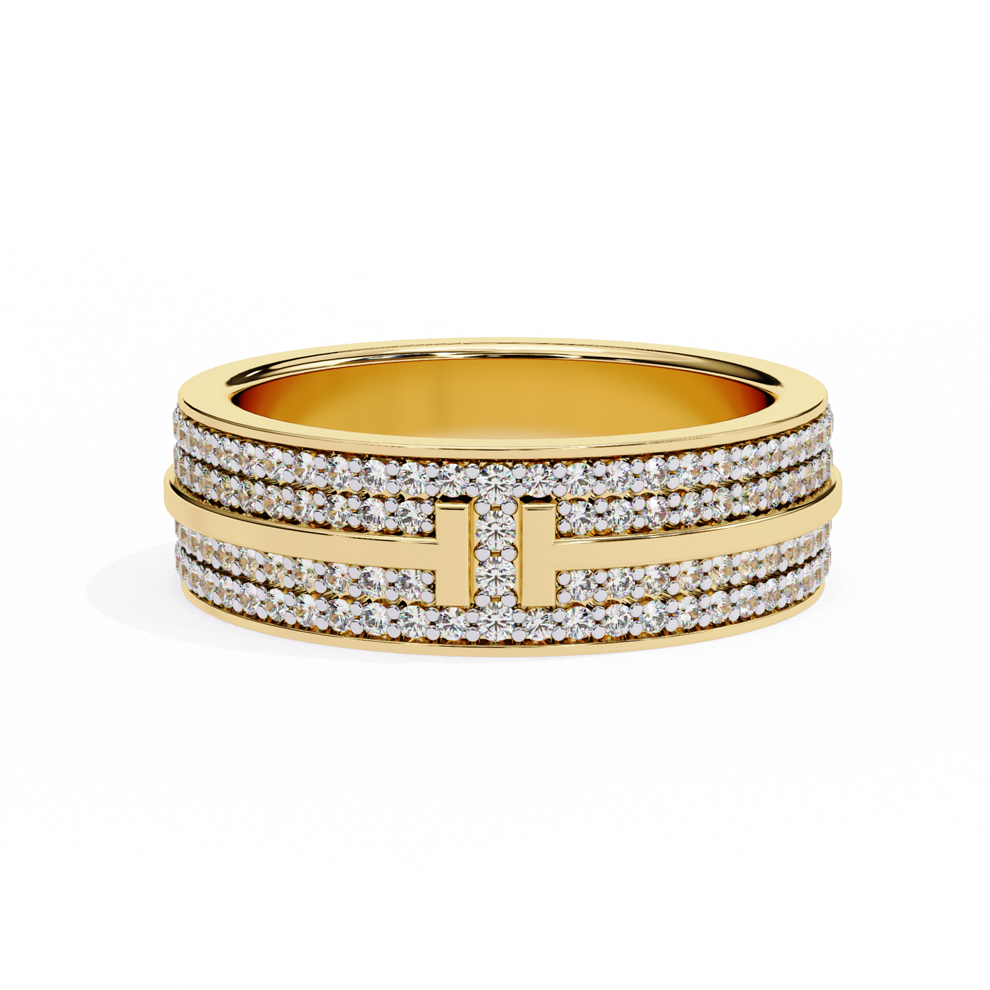 Pave Set Lab Grown Diamond Statement Ring , Round Cut Lab Grown Diamond Ring , 14k Gold Ring