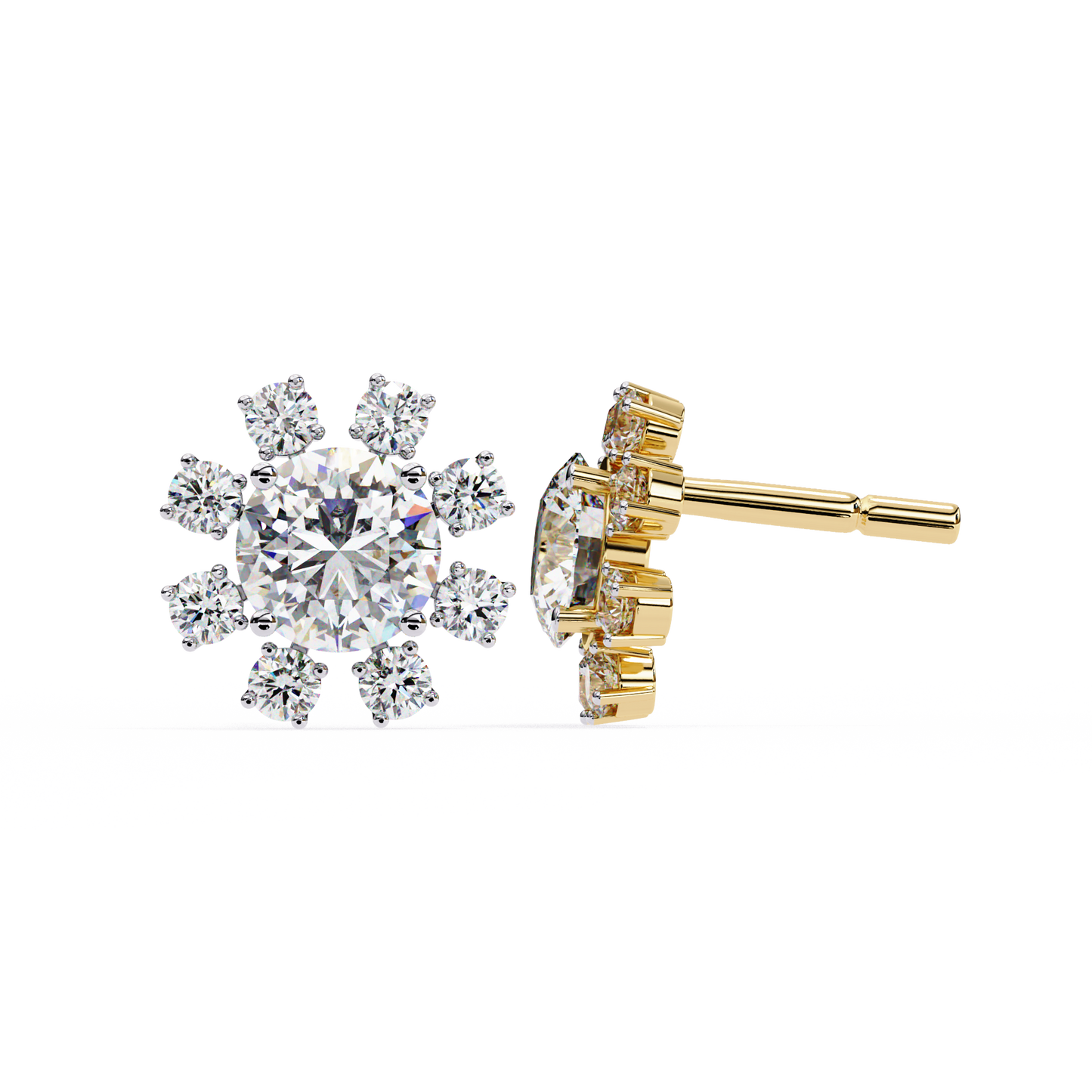 1.22 Ct Statement Starburst Stud Earrings – Dazzling Round Lab grown Diamond Burst Motif